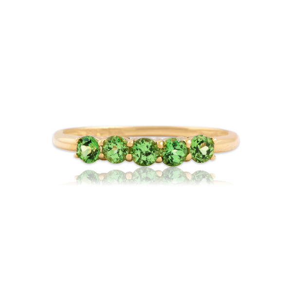 Vintage 14k Yellow Gold .6cttw Tsavorite Garnet Neon Line Ring 8.25