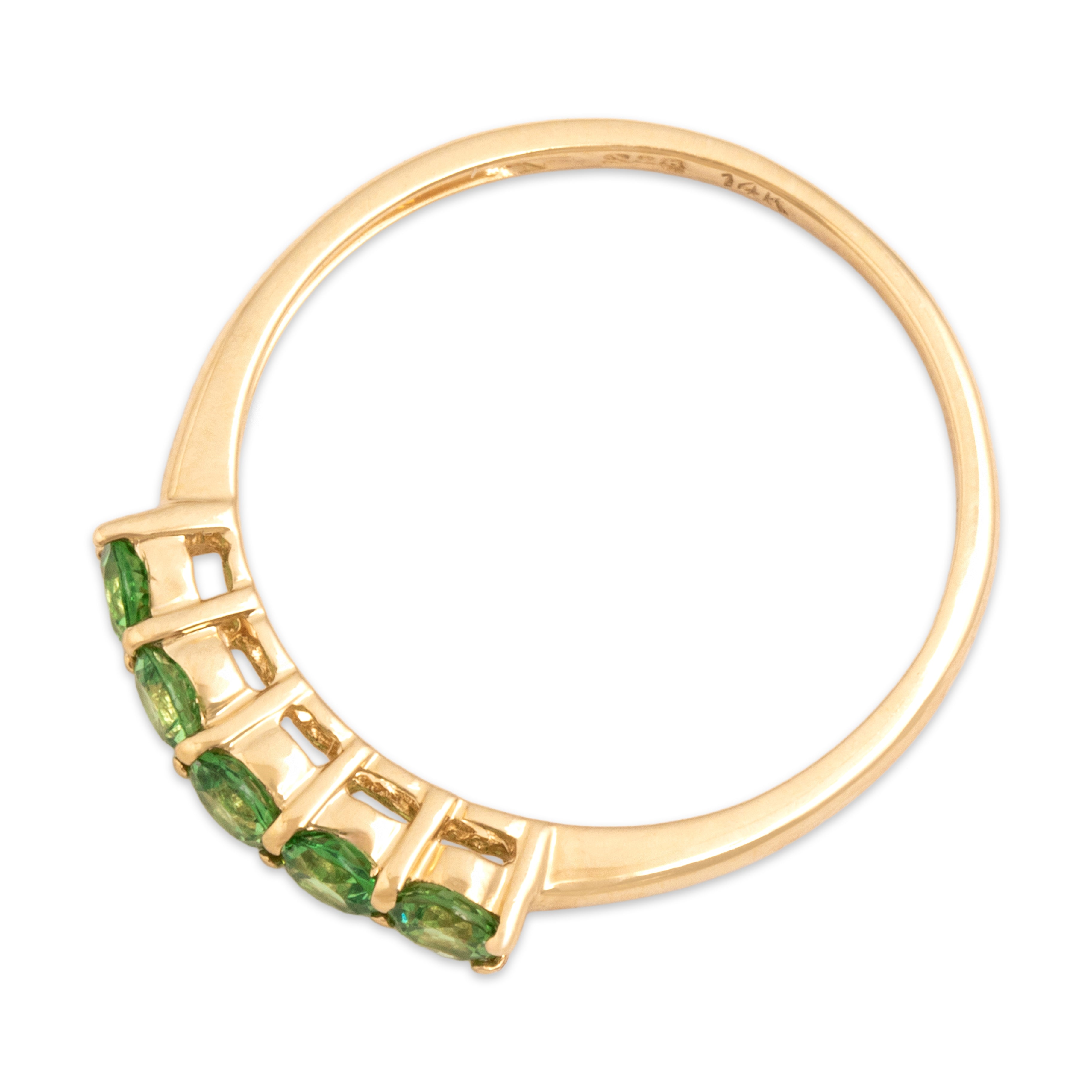 Vintage 14k Yellow Gold .6cttw Tsavorite Garnet Neon Line Ring - Overall view