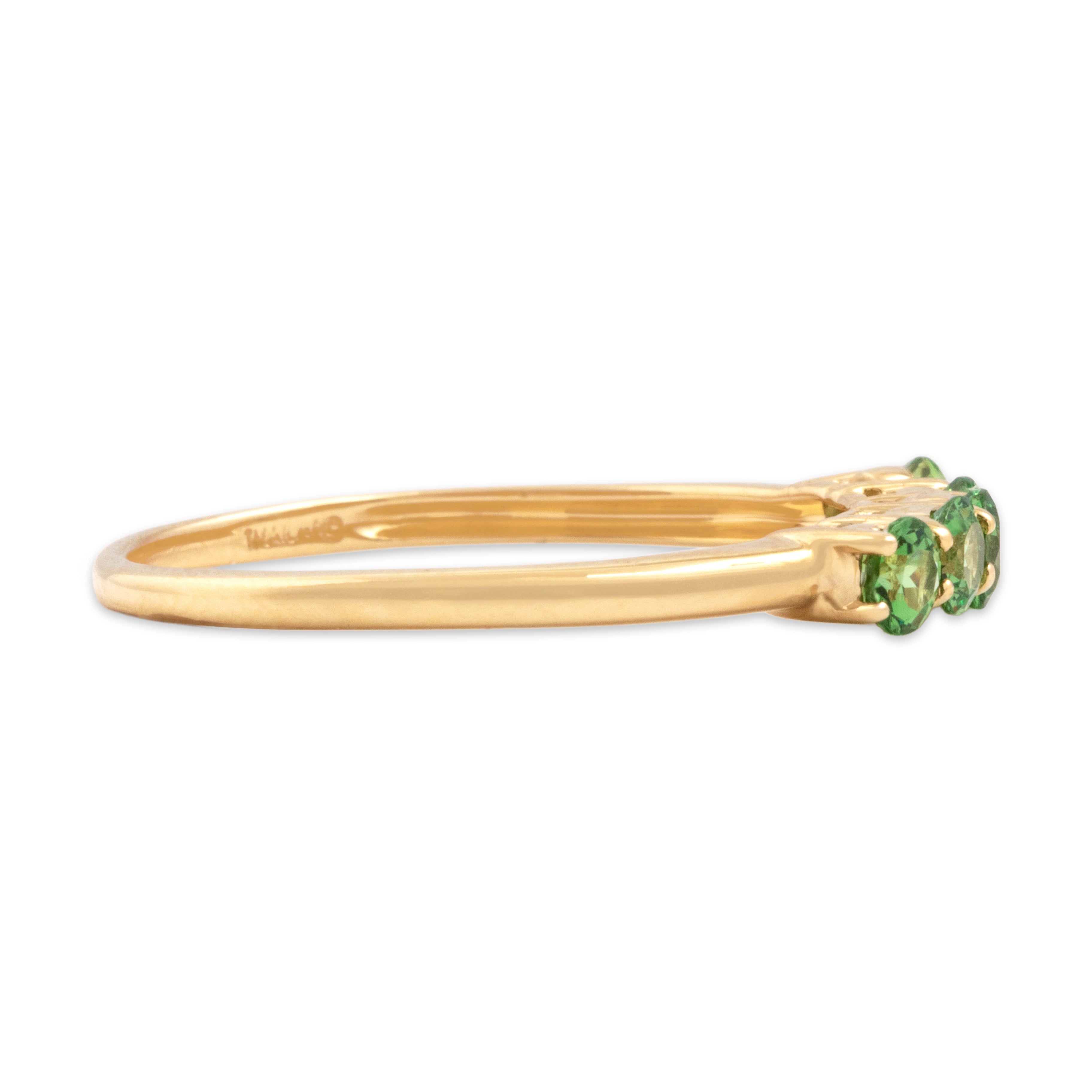 Vintage 14k Yellow Gold .6cttw Tsavorite Garnet Neon Line Ring - Side view