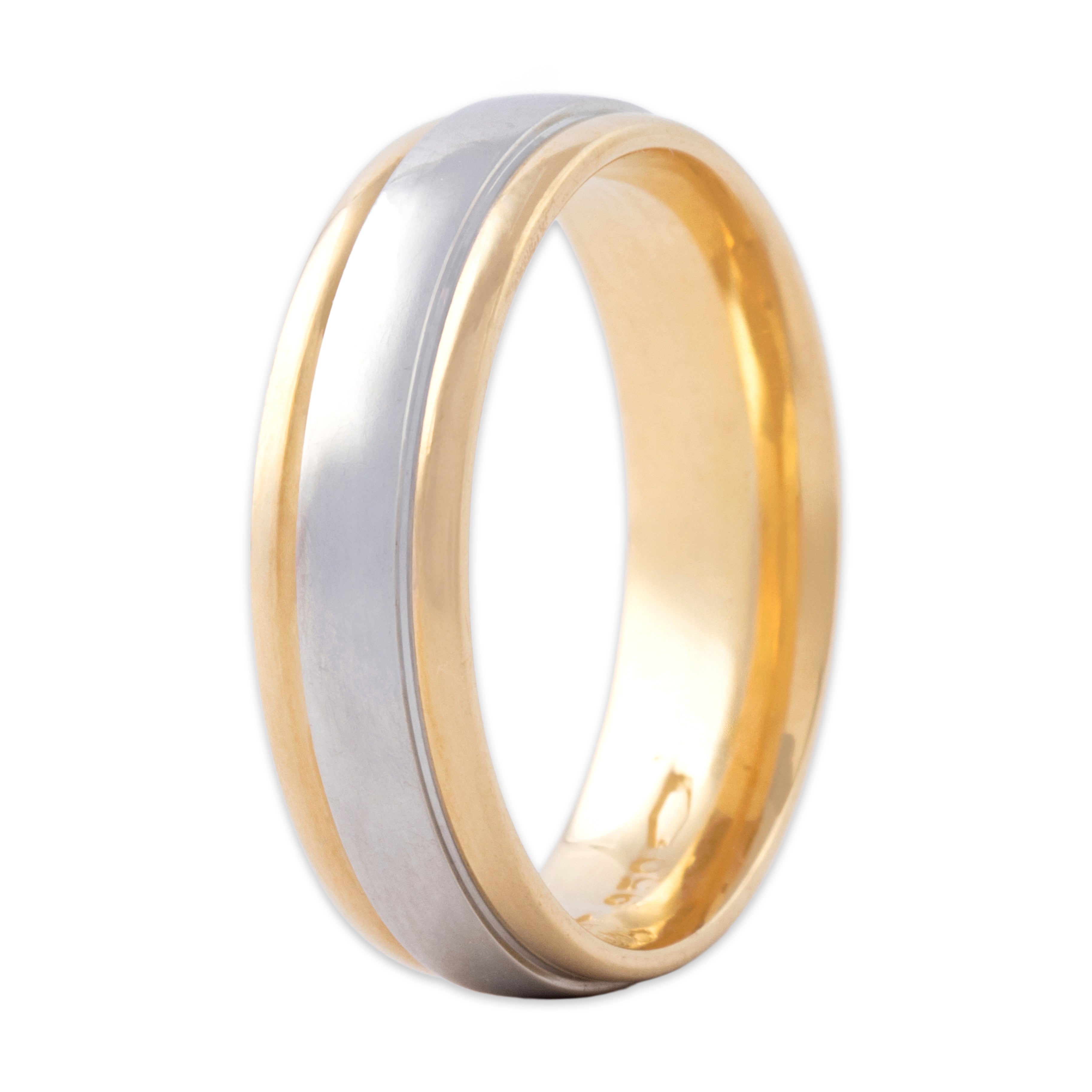 Vintage Heavy 18k Yellow Gold & Platinum Classic Band Ring - Overall view