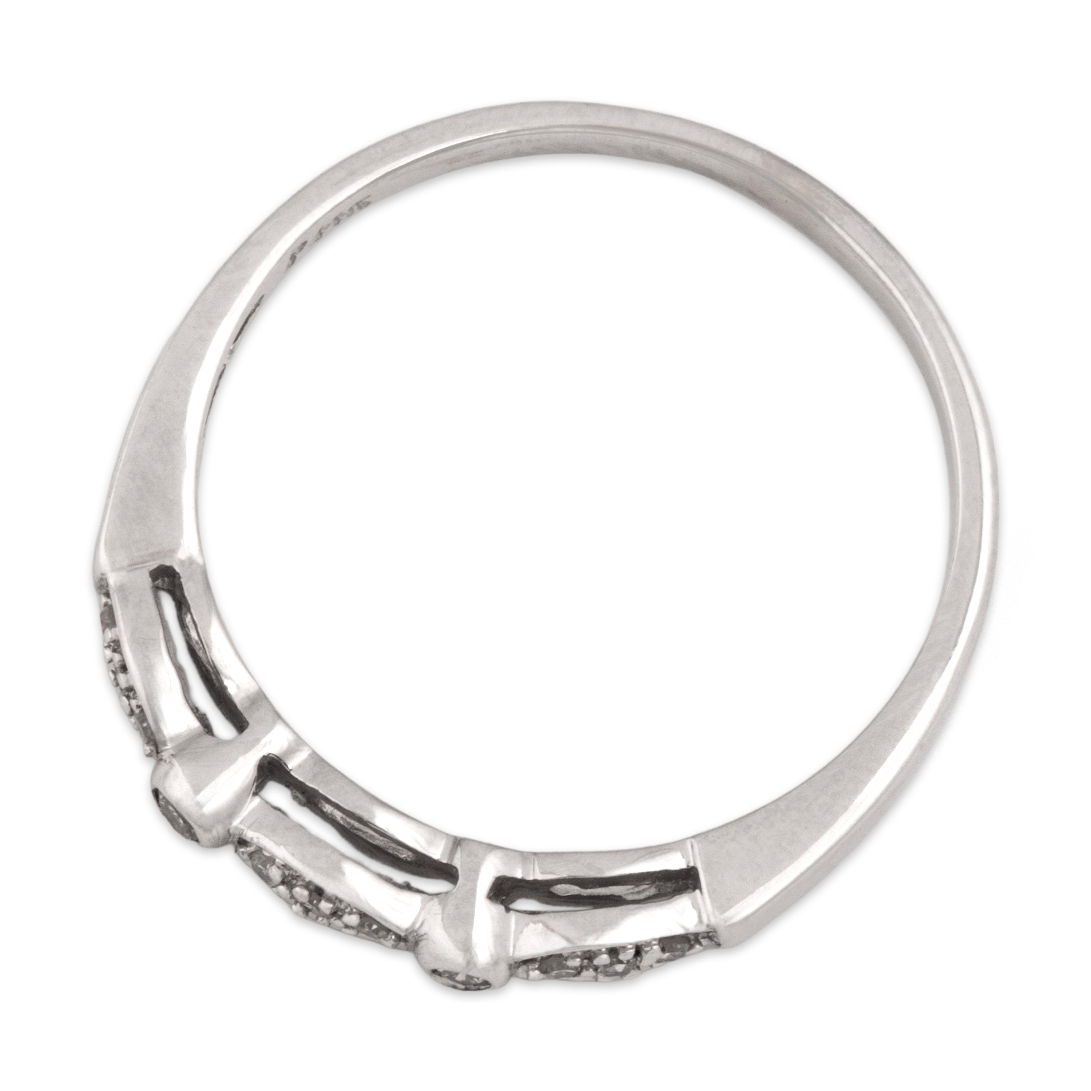 Estate 14k White Gold Diamond Playful Mixed-Shape Band Ring - Overall view