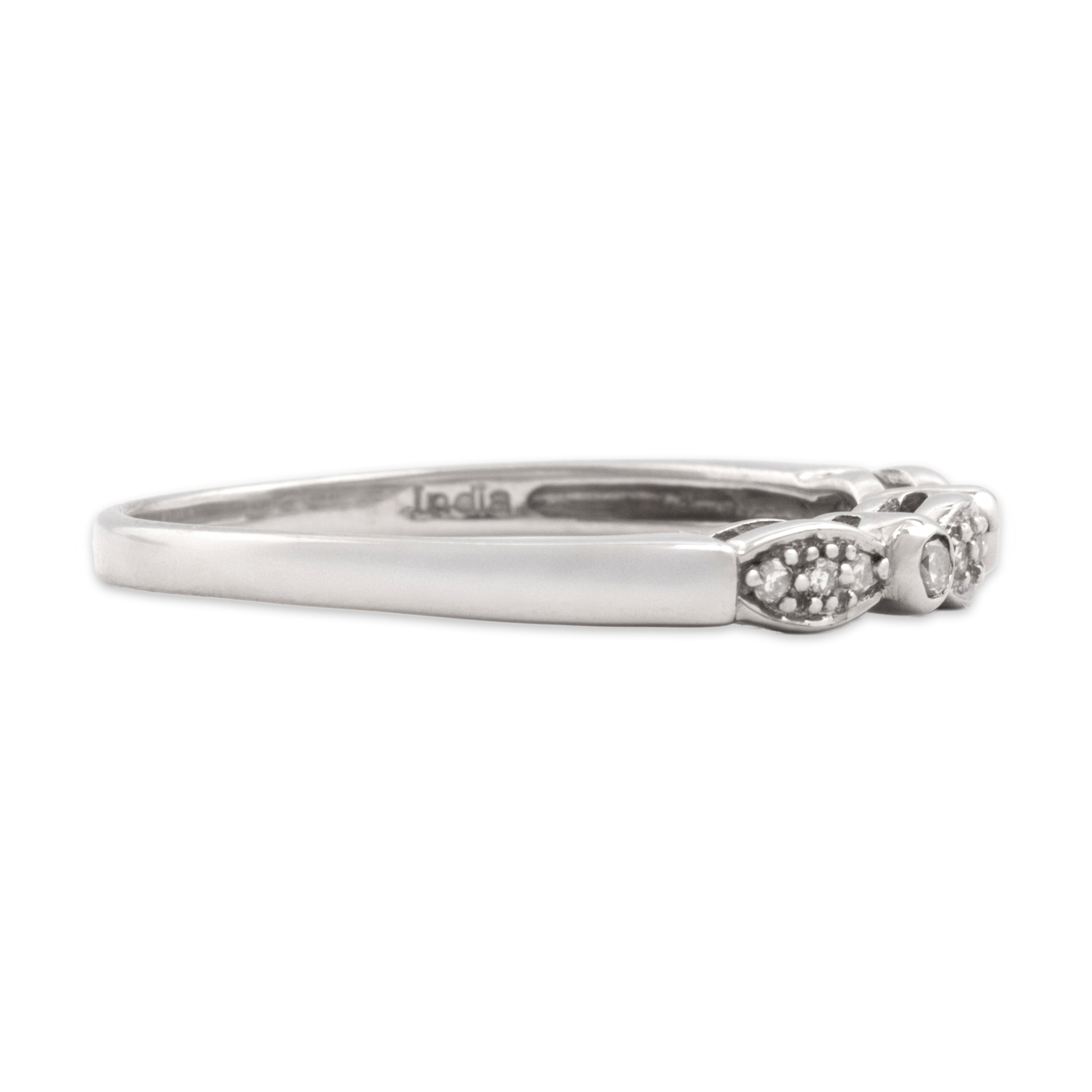 Estate 14k White Gold Diamond Playful Mixed-Shape Band Ring - Side view