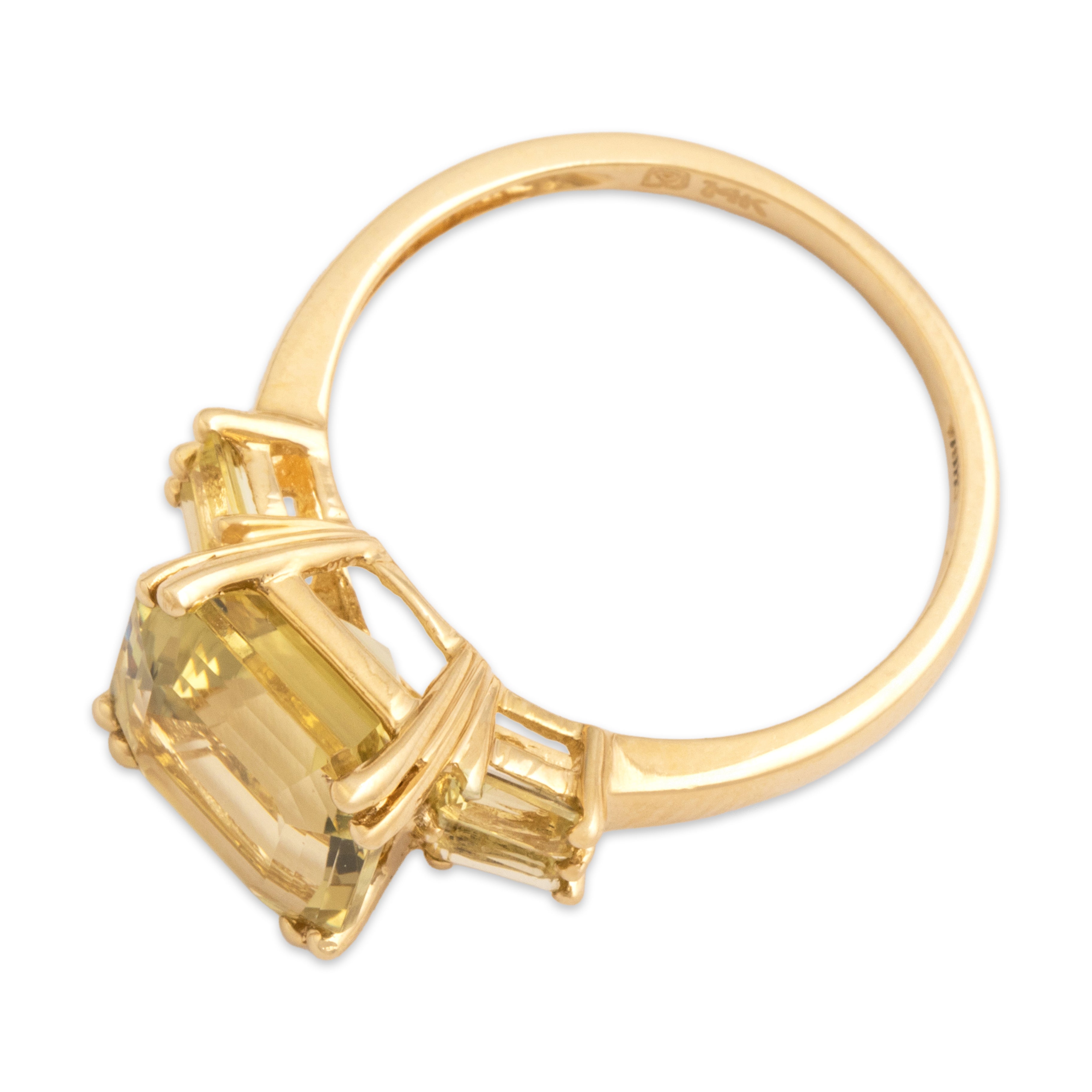 Vintage 14k Yellow Gold 4.95cttw Lemon Quartz Chic Bright Cushion Ring - Overall view