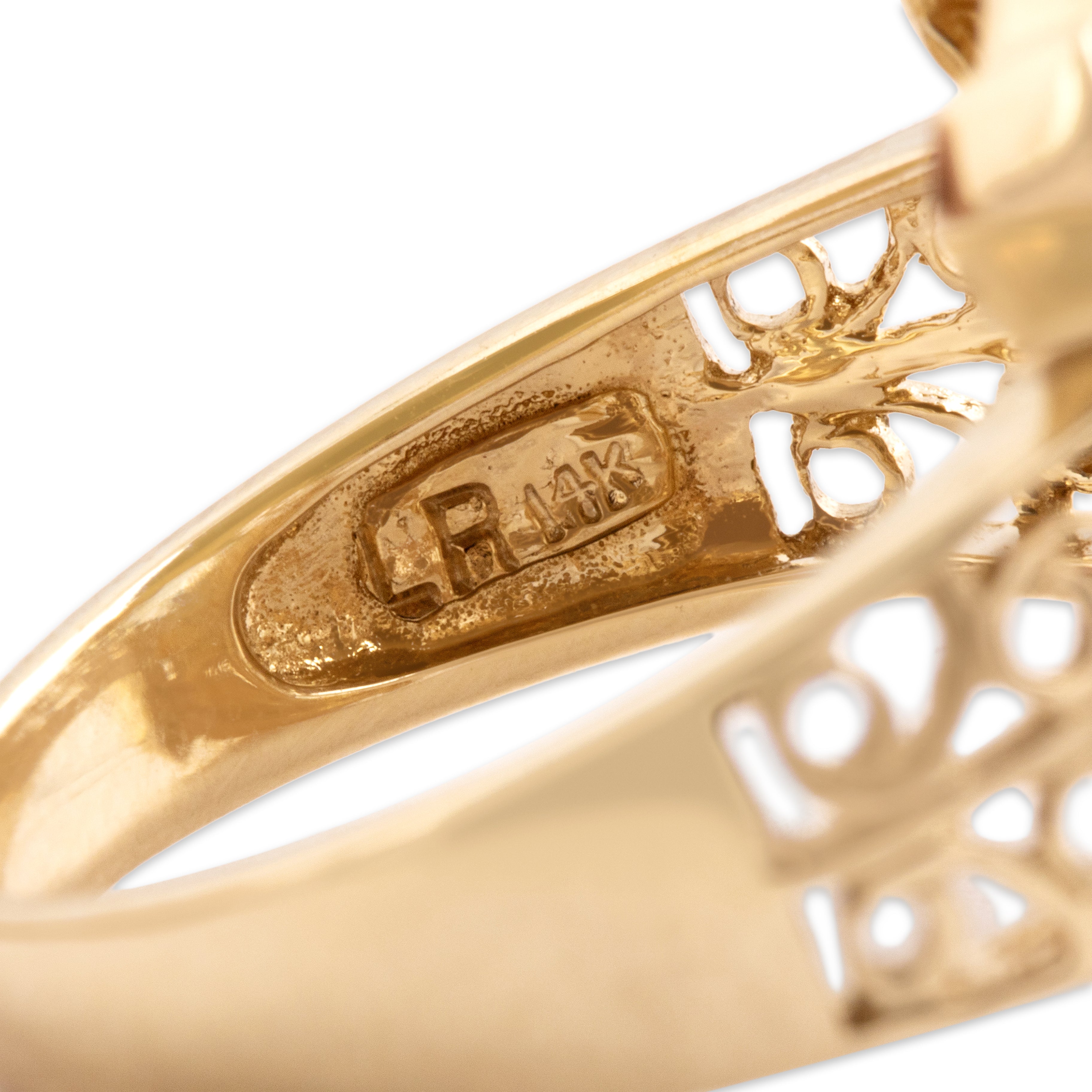 Vintage 14k Yellow Gold 3.33ct Aquamarine Diamond Bold Accented Oval Cocktail Ring - Hallmark view