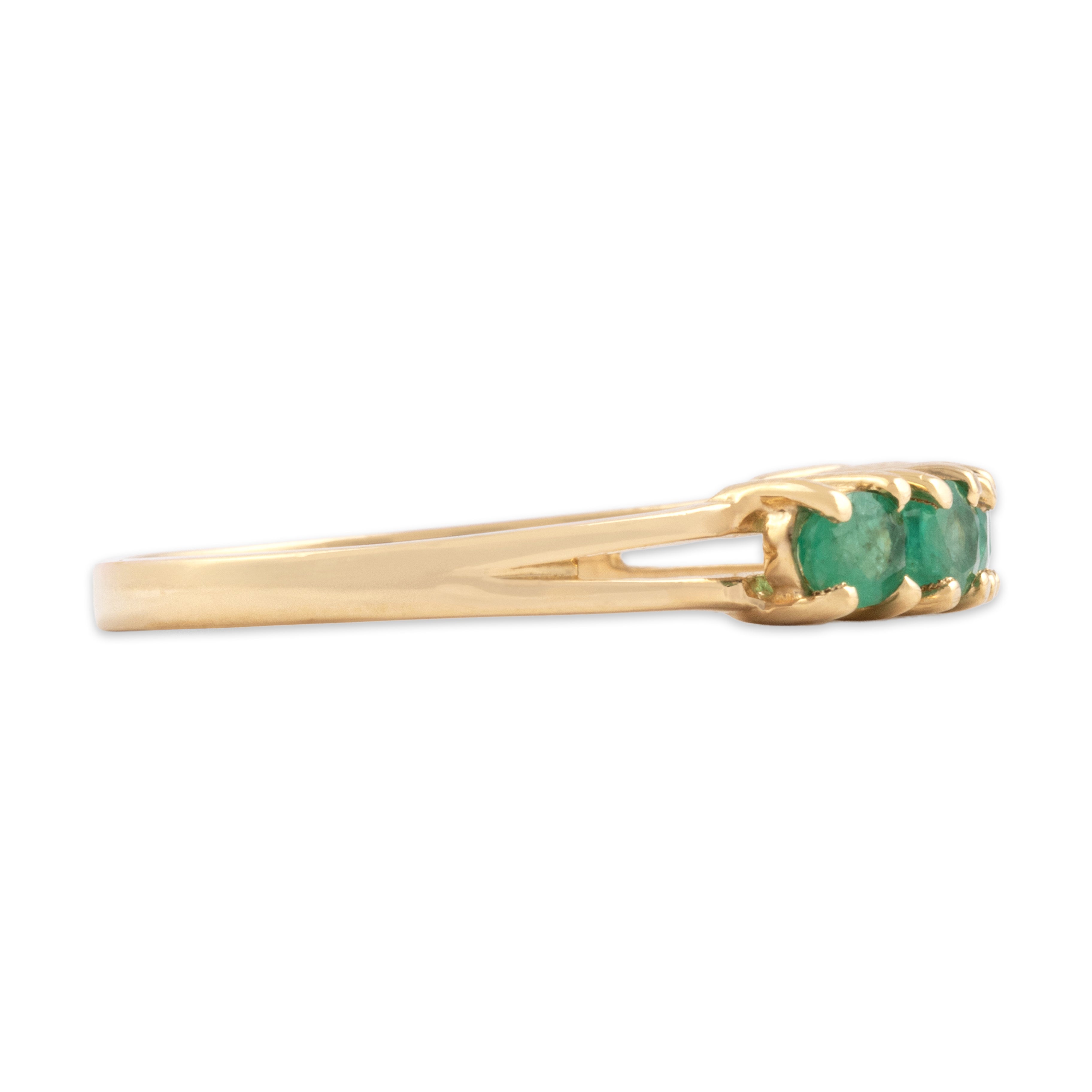 Vintage 14k Yellow Gold Emerald Chic Oval Line Ring - Side view