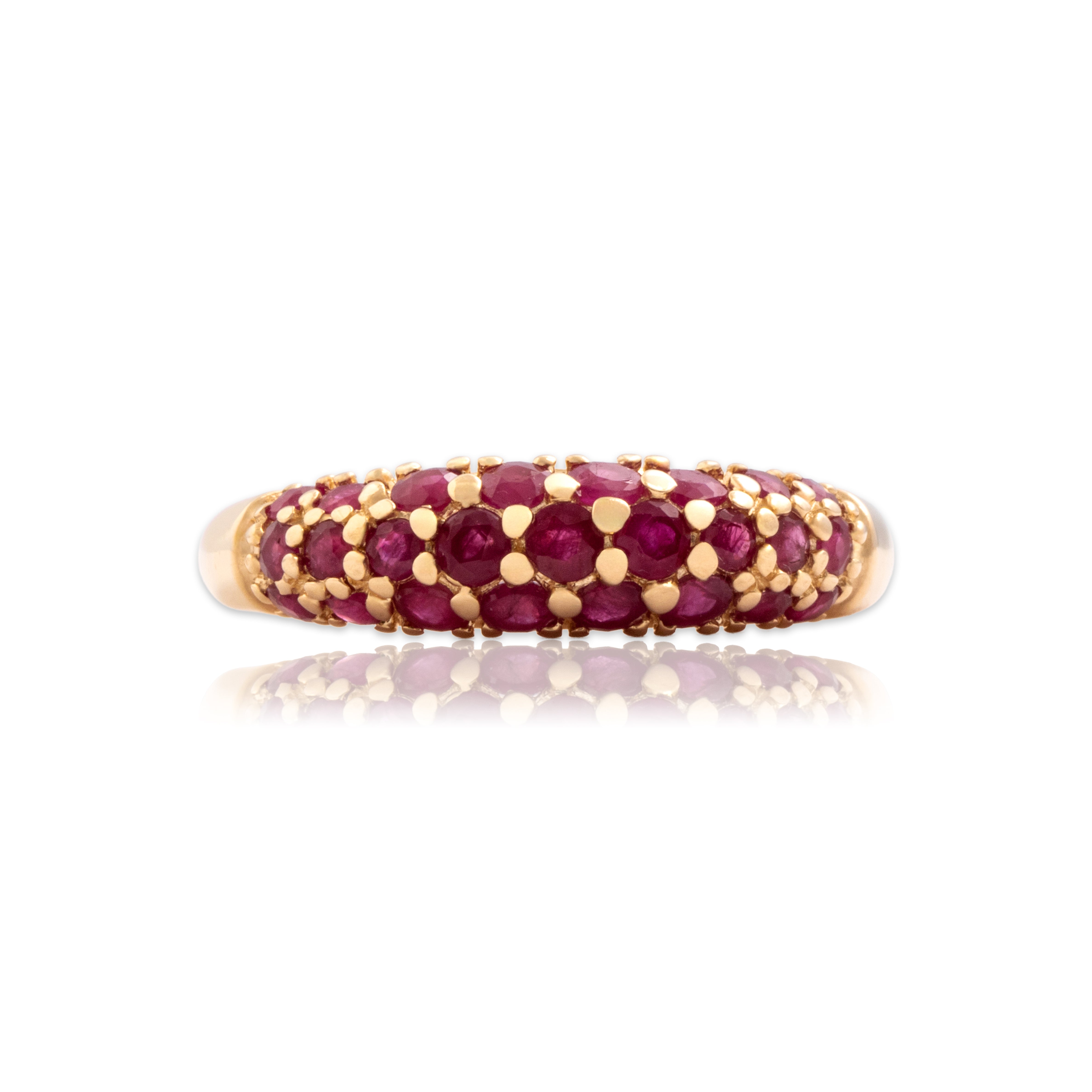 Vintage 14k Yellow Gold [Custom Carat] Sleek Pavã© Dome Band Ring - Close-up view