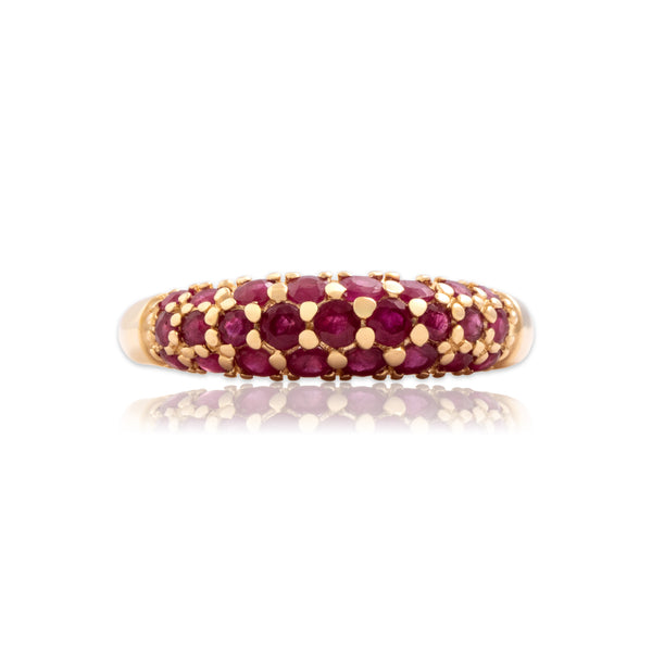 Vintage 14k Yellow Gold 1cttw Ruby Sleek Pavé Dome Band Ring 8.25