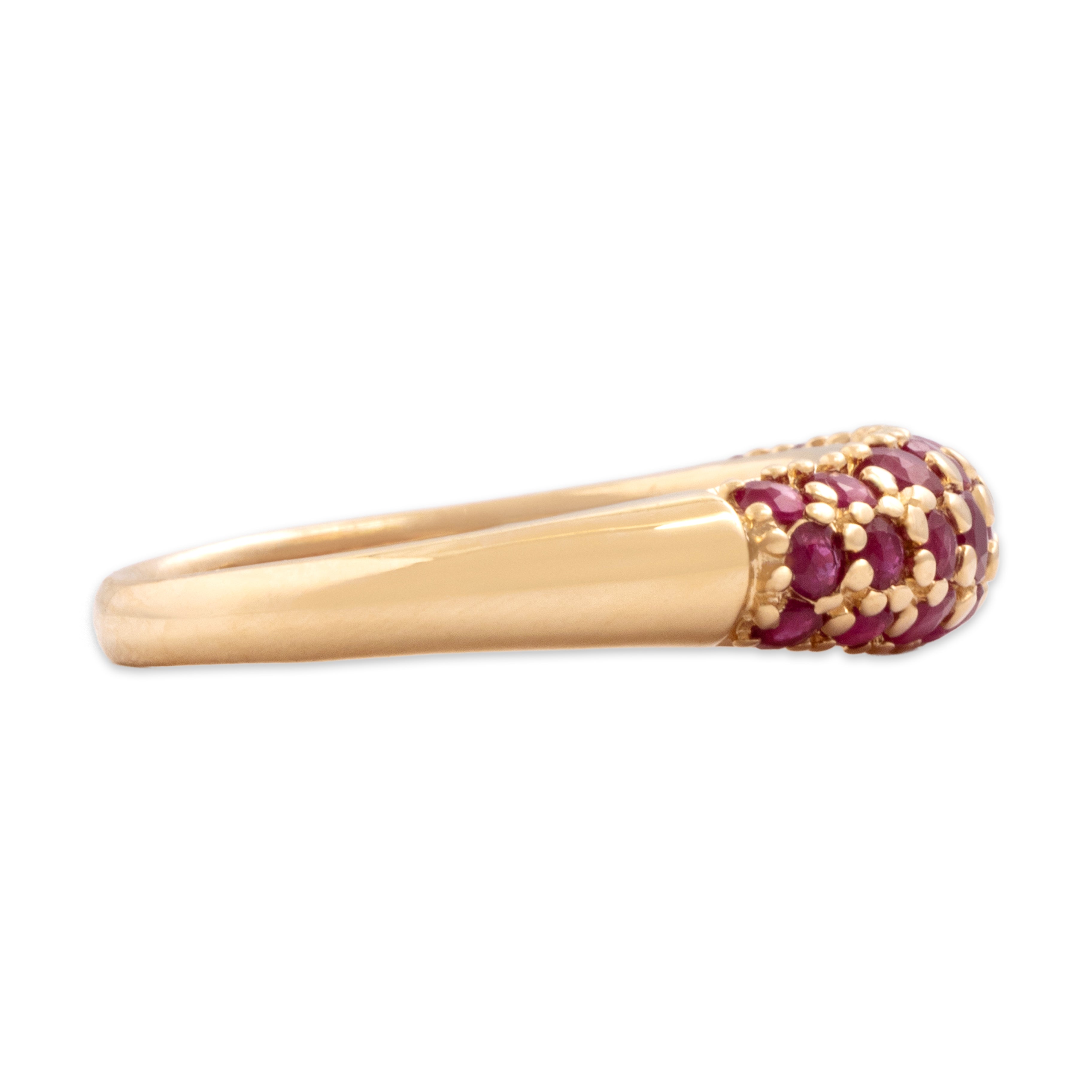 Vintage 14k Yellow Gold [Custom Carat] Sleek Pavã© Dome Band Ring - Side view
