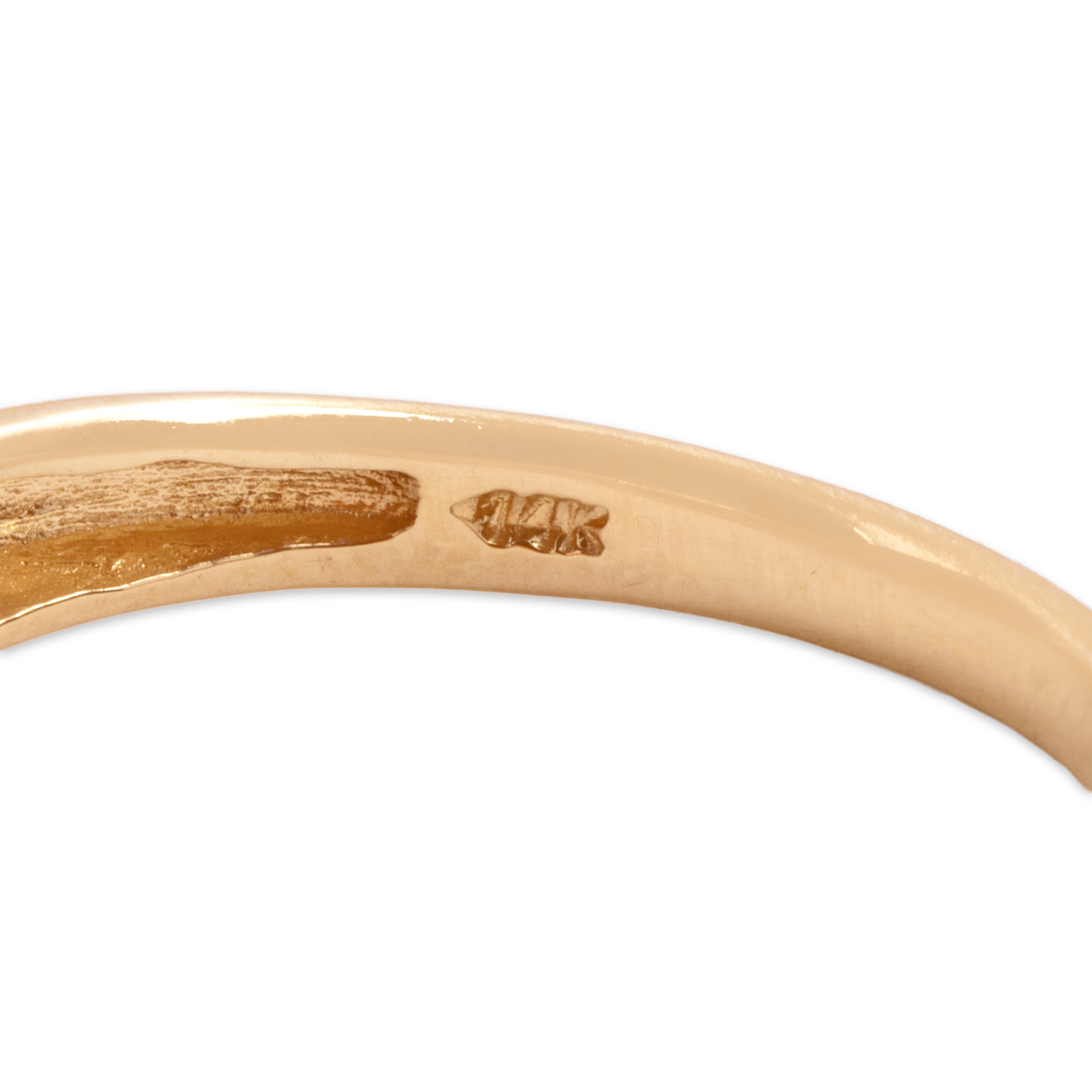 Vintage 14k Yellow Gold [Custom Carat] Sleek Pavã© Dome Band Ring - Hallmark view