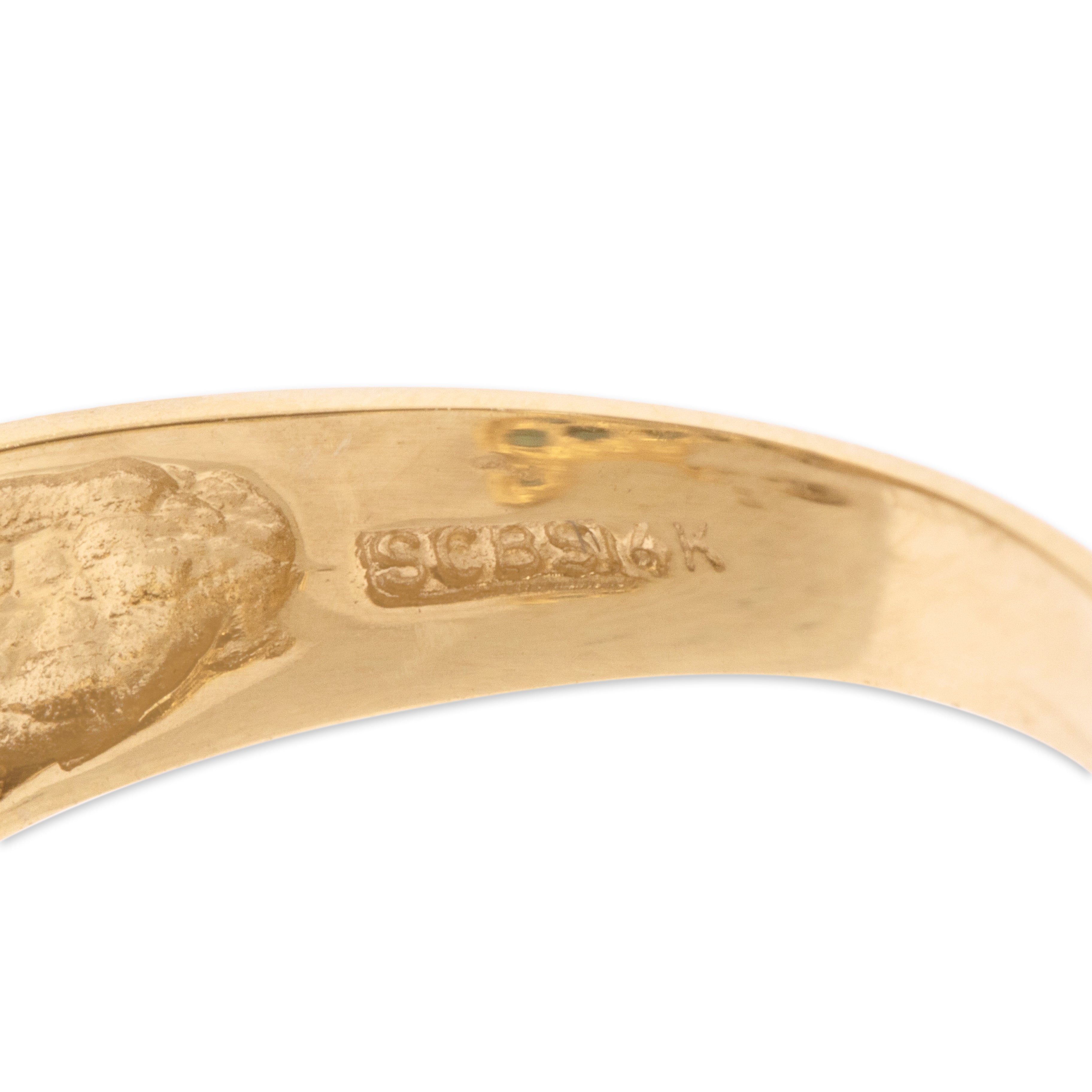 Vintage 14k Yellow Gold .97cttw Teal Tourmaline Dimensional Bypass Band Ring - Hallmark view