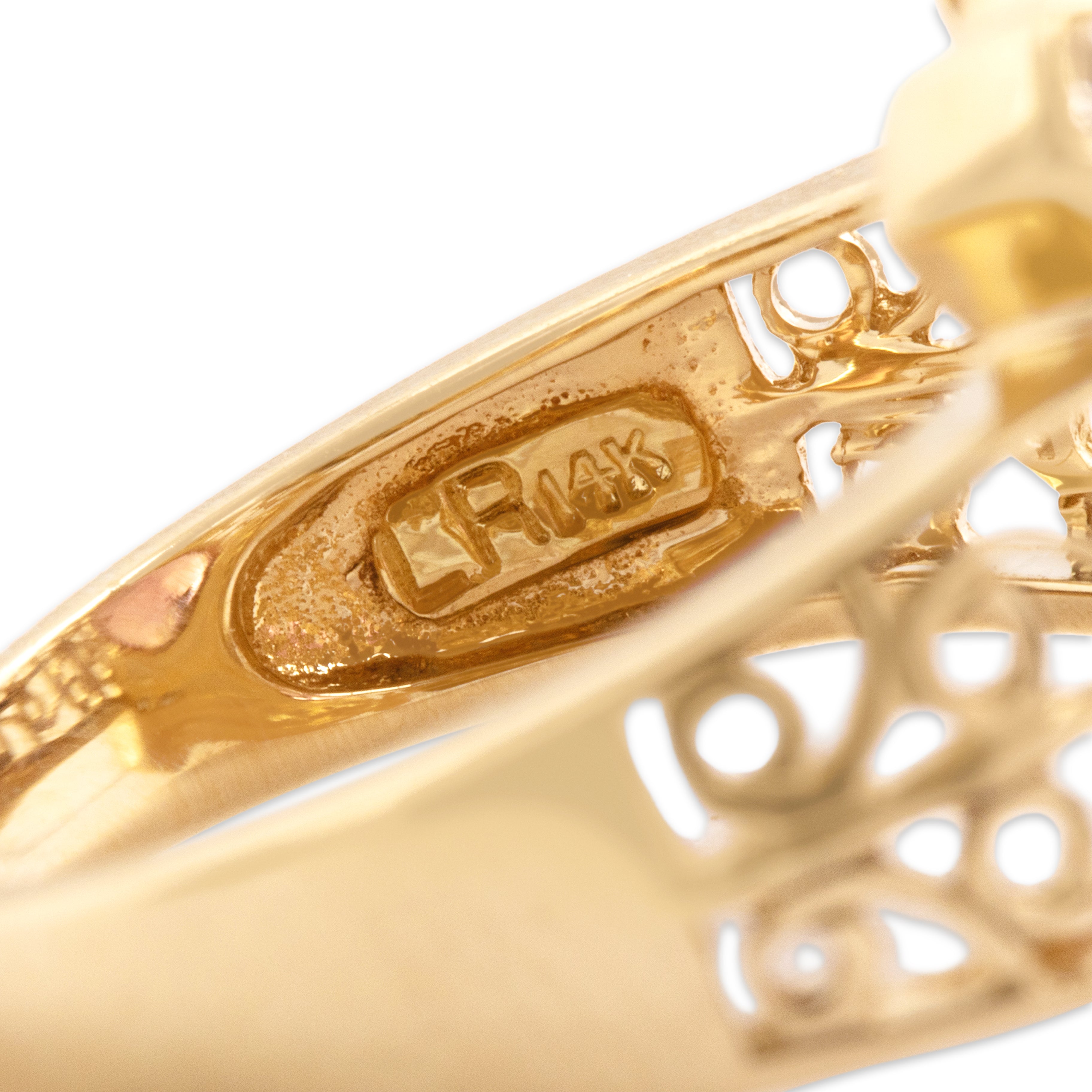 Vintage 14k Yellow Gold 3.45ct Pink Tourmaline Diamond Cocktail Ring - Hallmark view
