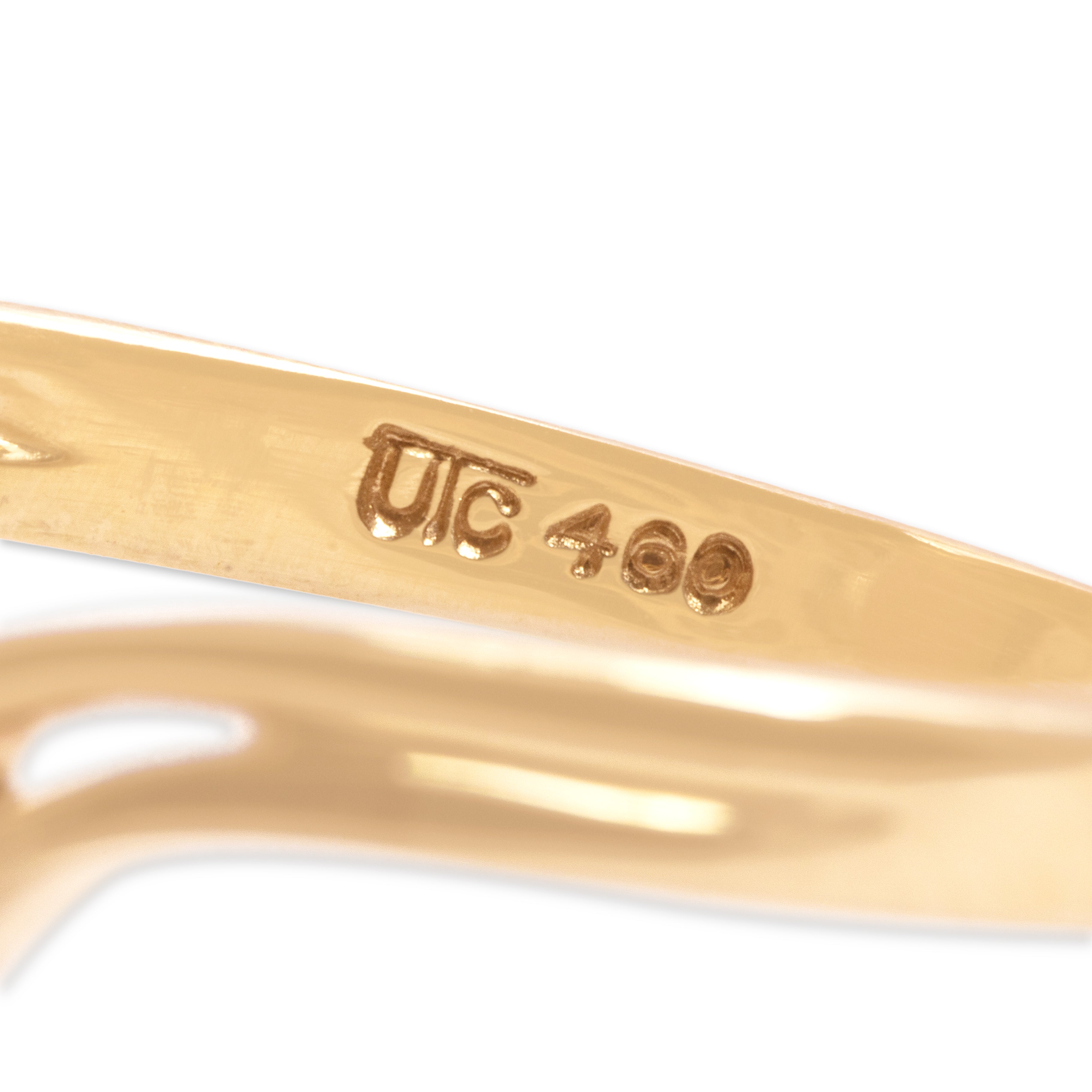 Vintage 14k Yellow Gold Diamond Floral Flowing Bypass Ring - Hallmark view