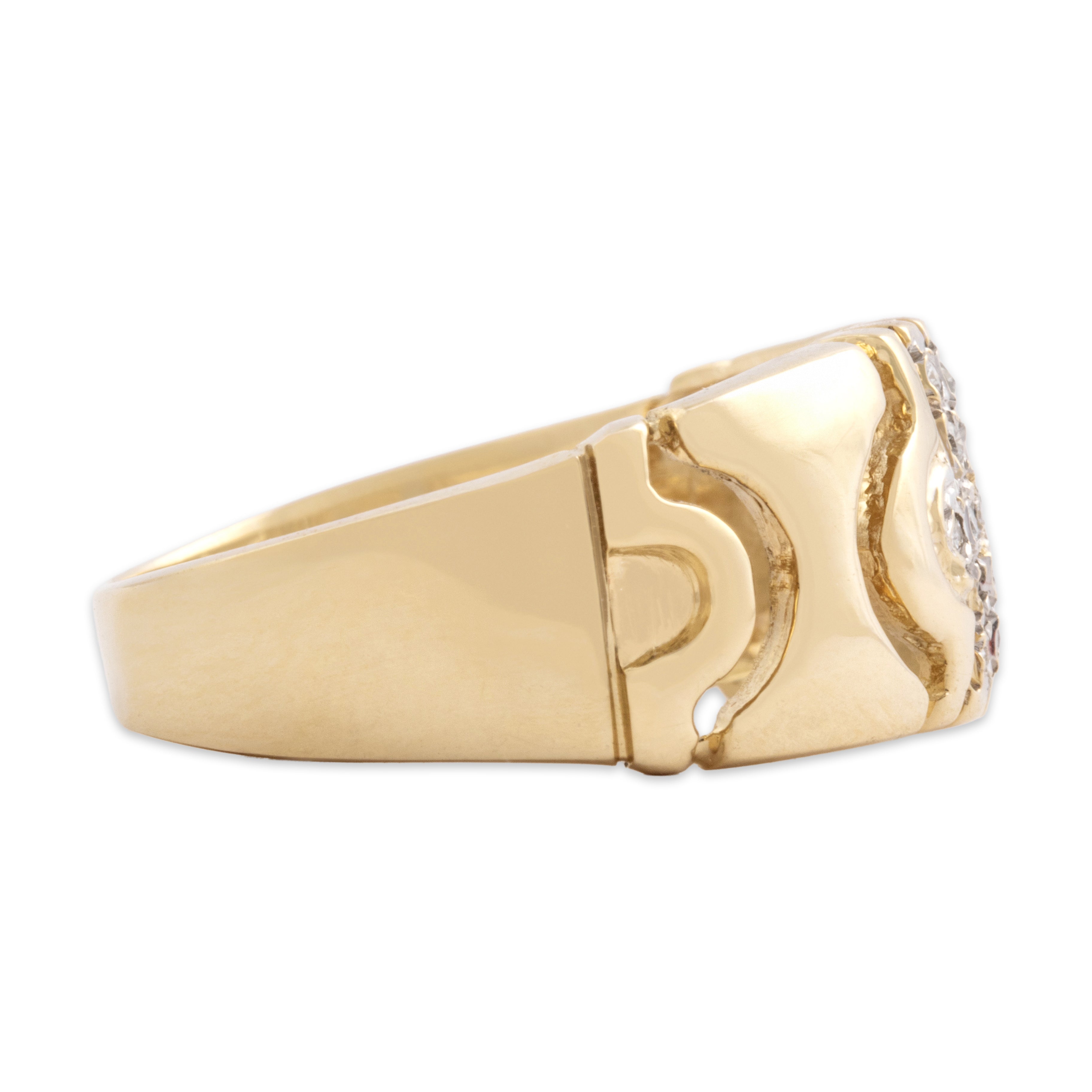 Vintage 14k Yellow Gold Diamond Open Geometric Band Ring 7.75