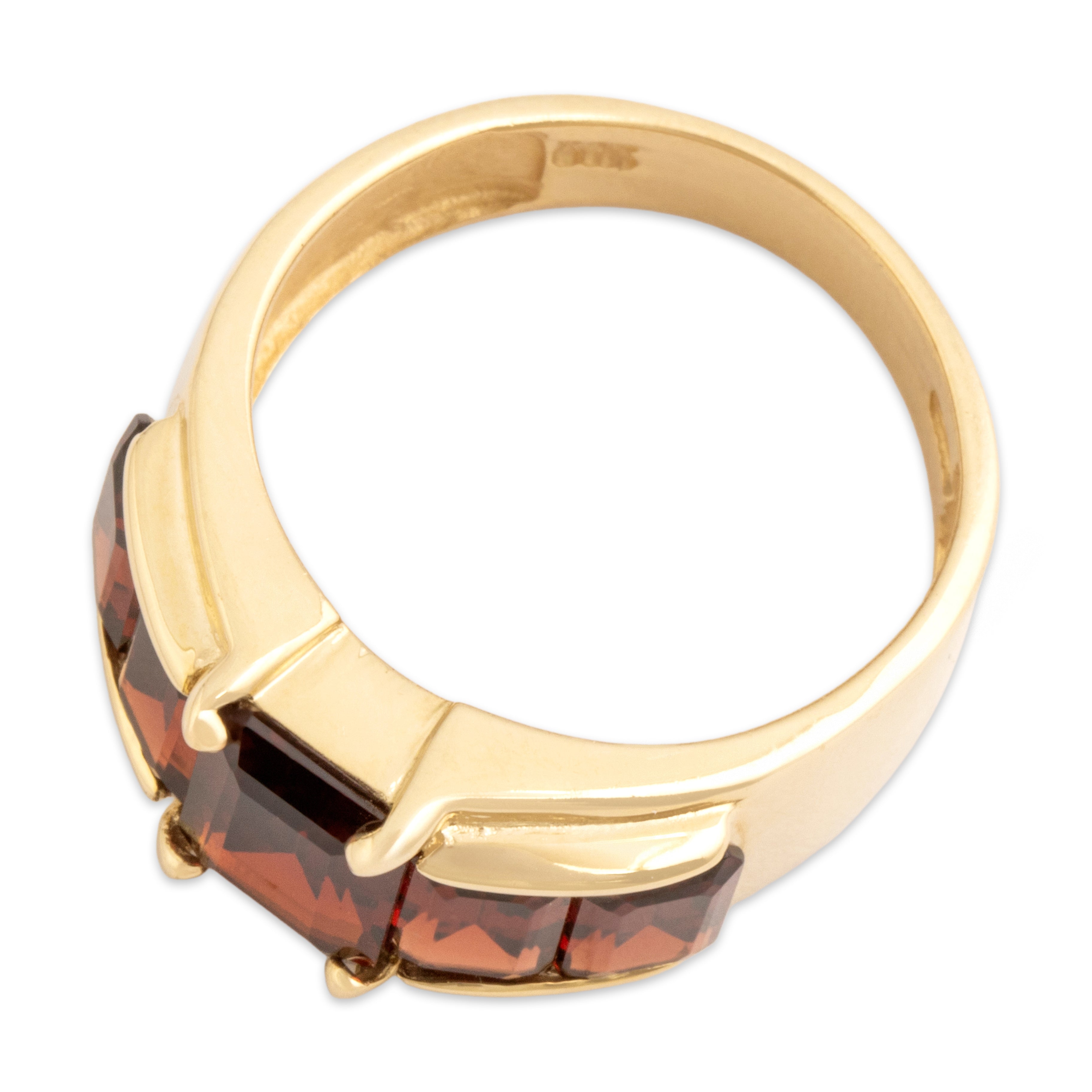 Vintage 14k Yellow Gold 4.07cttw Garnet Sleek Rectangular Channel Ring - Overall view