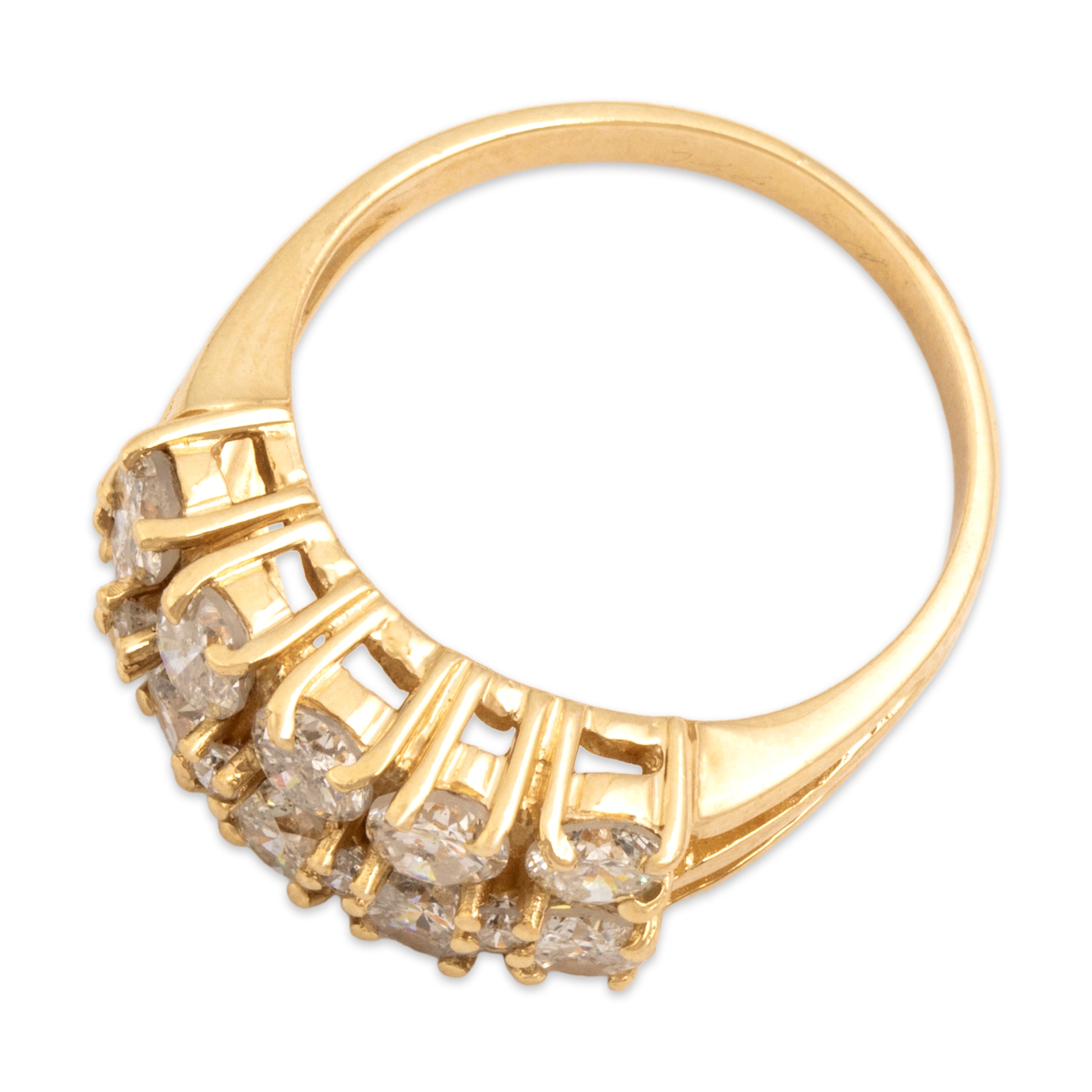 Vintage 14k Yellow Gold 1.8cttw Diamond Row Ring - Overall view
