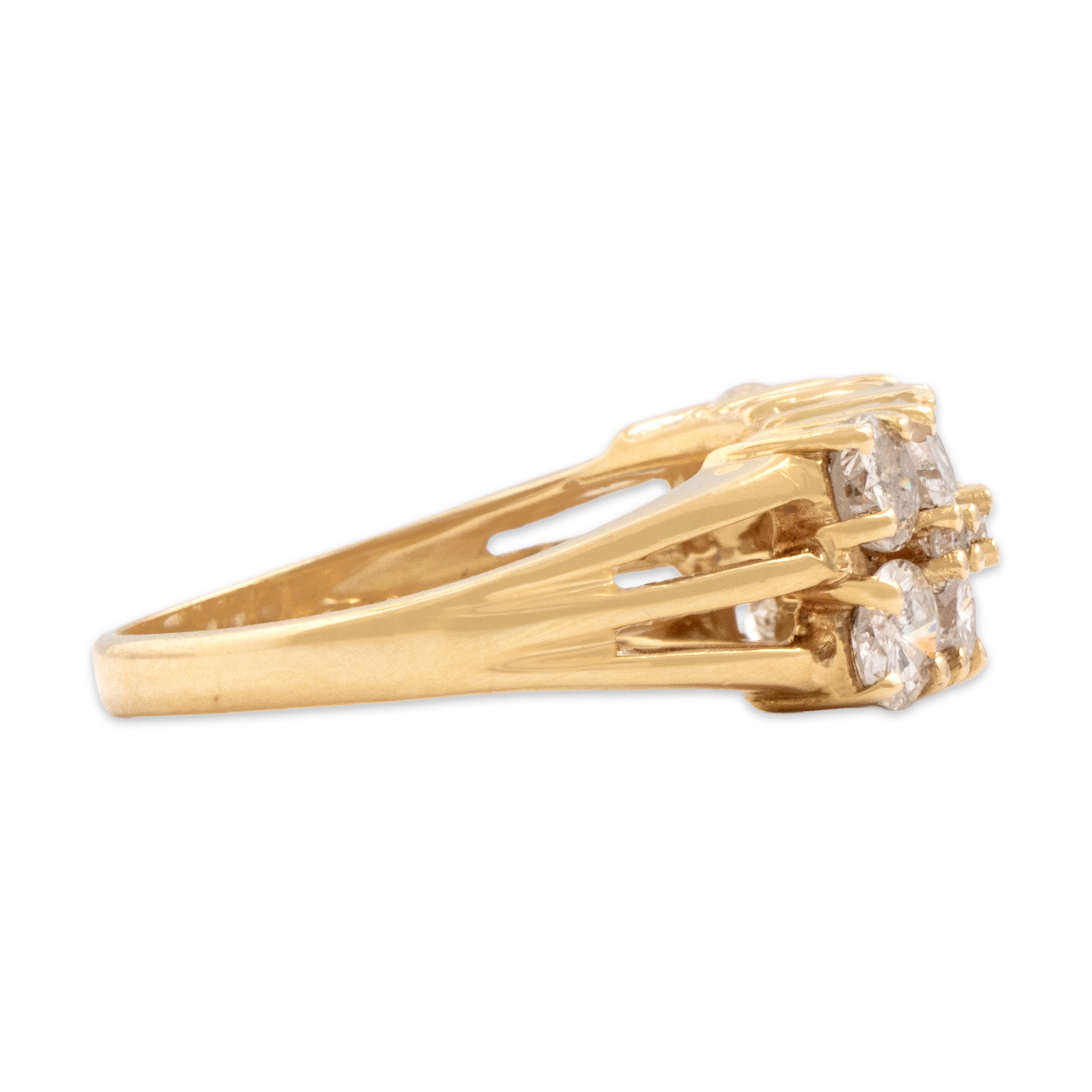 Vintage 14k Yellow Gold 1.8cttw Diamond Row Ring - Side view
