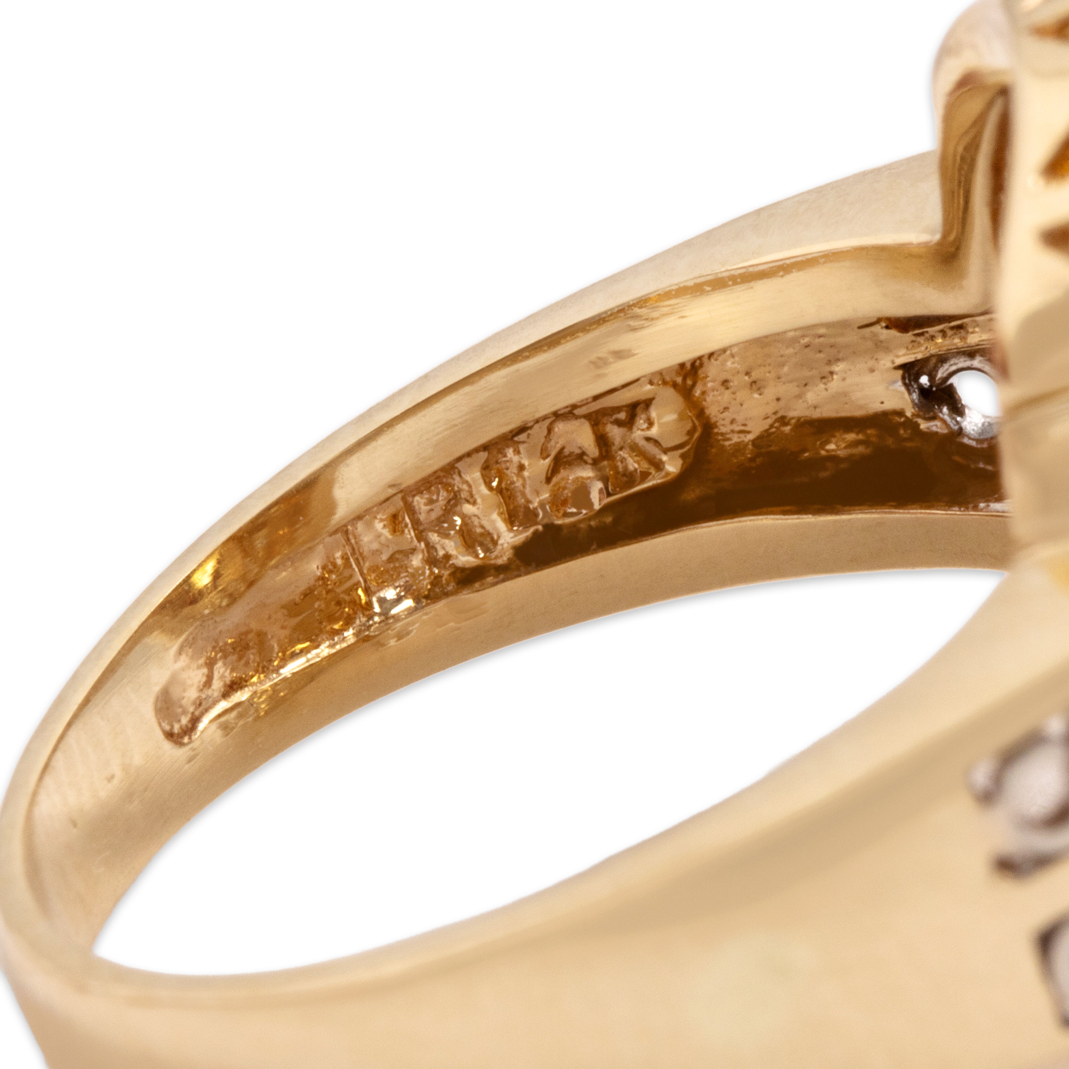 Vintage 14k Yellow & White Gold 3.73ct Citrine Diamond Bold Rope Border Oval Ring - Hallmark view