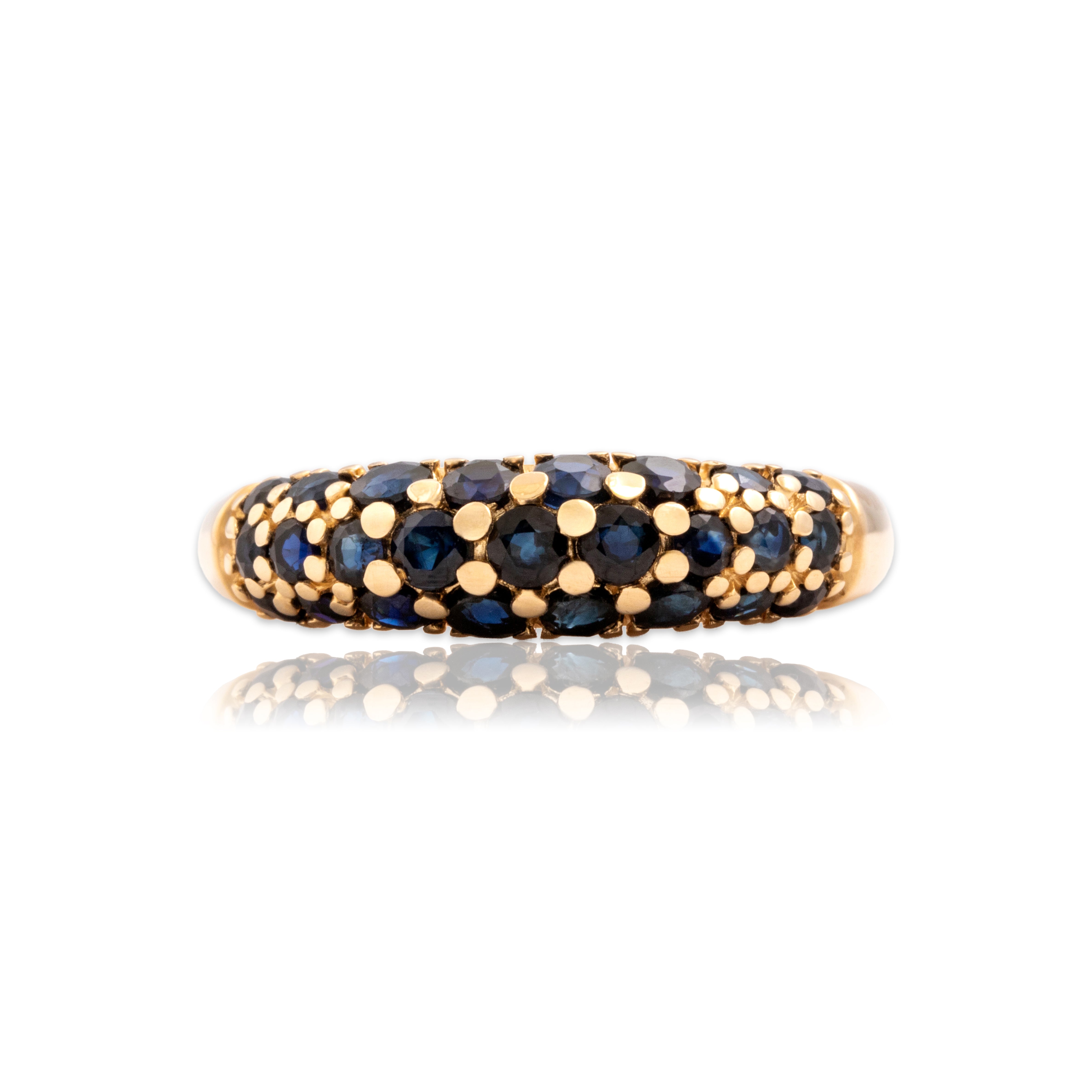 Vintage 14k Yellow Gold [Custom Carat] Domed Pavã© Band Ring - Close-up view
