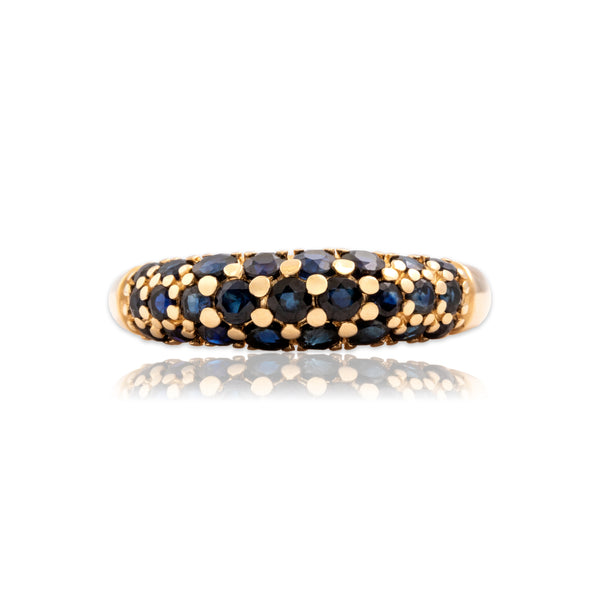 Vintage 14k Yellow Gold 1cttw Blue Sapphire Domed Pavé Band Ring 8.00
