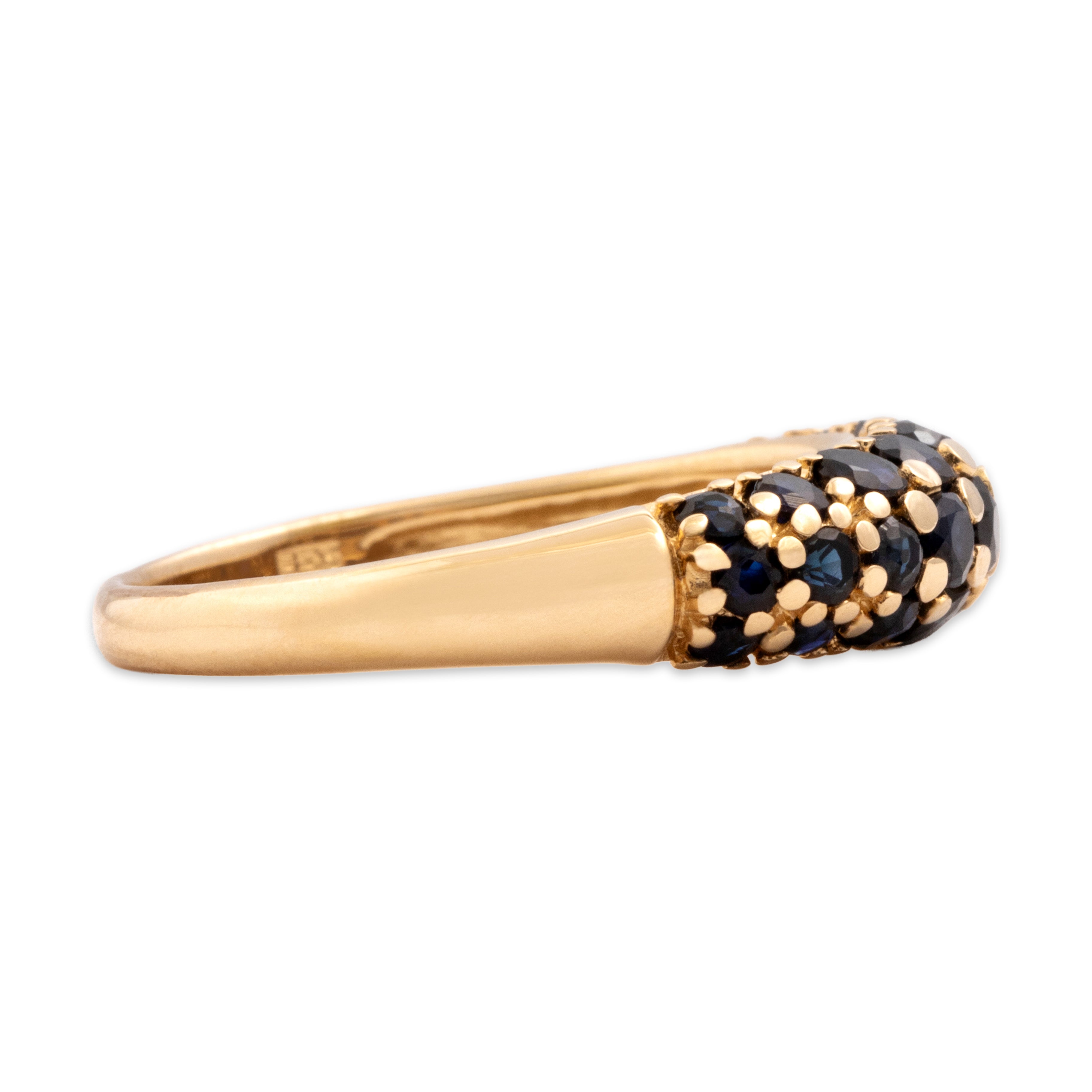 Vintage 14k Yellow Gold [Custom Carat] Domed Pavã© Band Ring - Side view