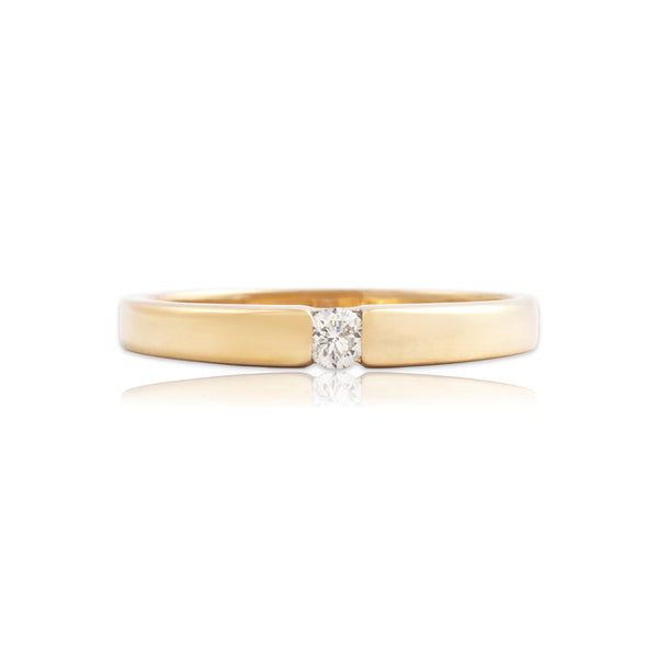 Estate 14k Yellow Gold Diamond Classic Solitaire Band Ring 8.00