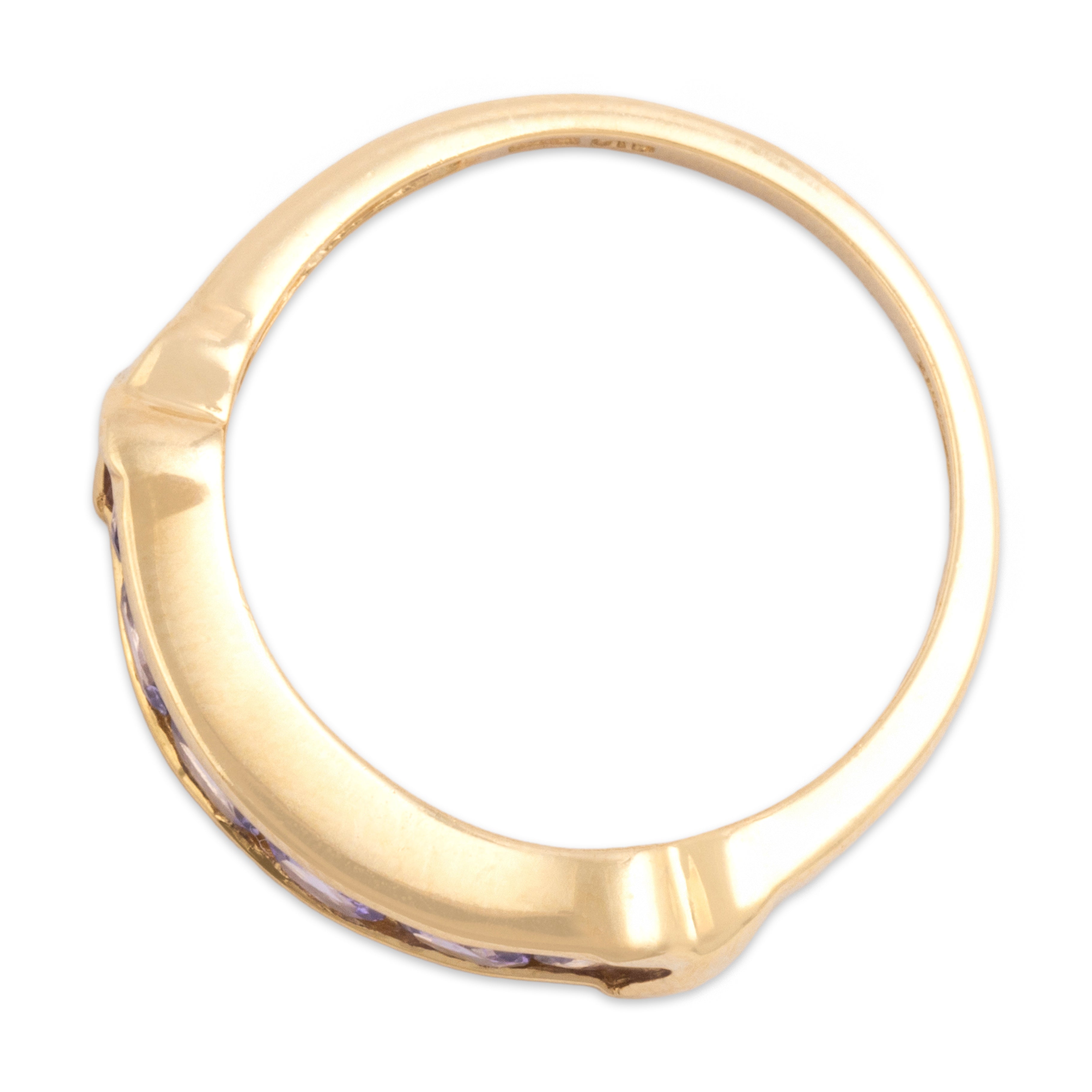 Vintage 14k Yellow Gold .84cttw Tanzanite Knot Accent Channel Bar Band Ring - Overall view