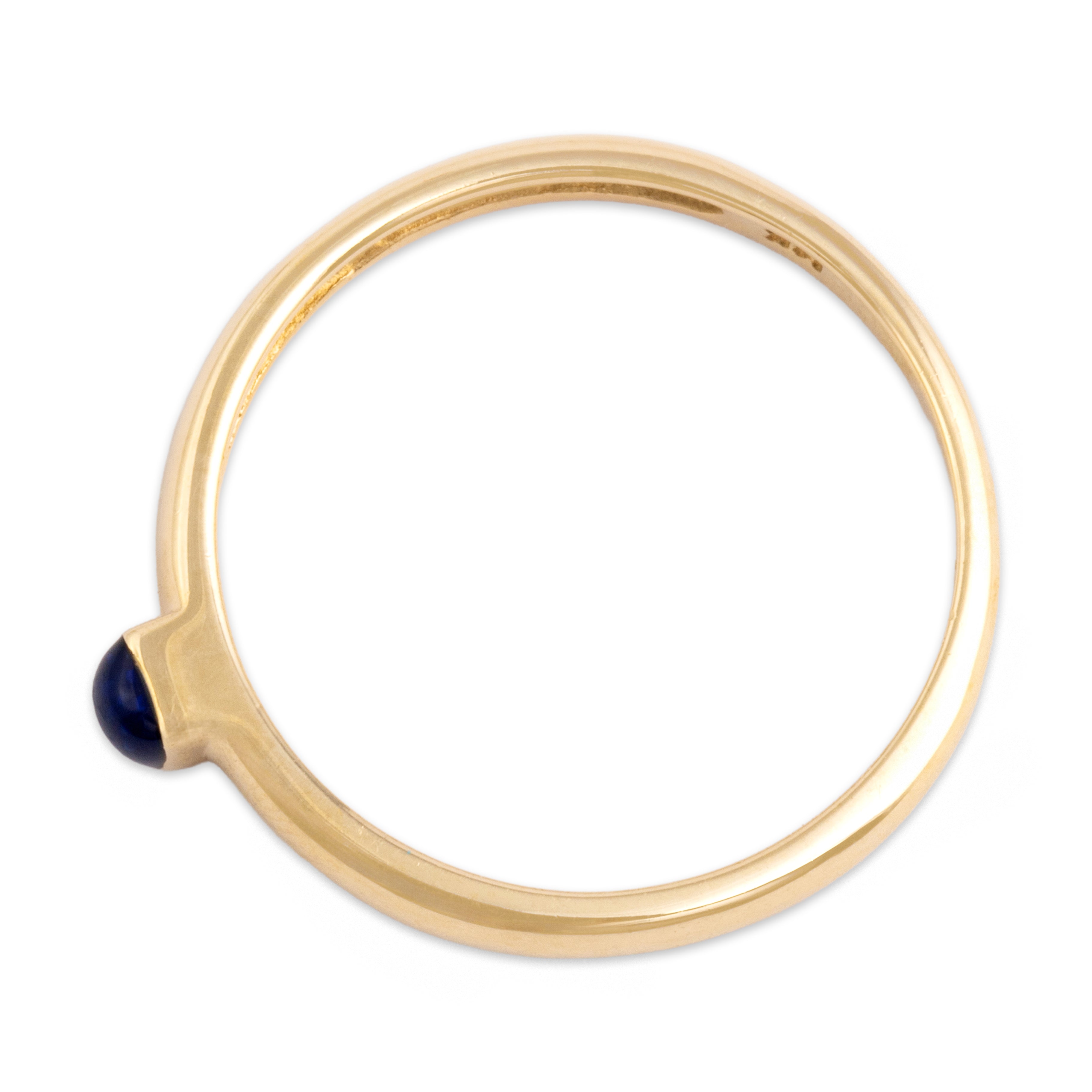 Vintage 14k Yellow Gold Simple Blue Enamel Ring - Overall view