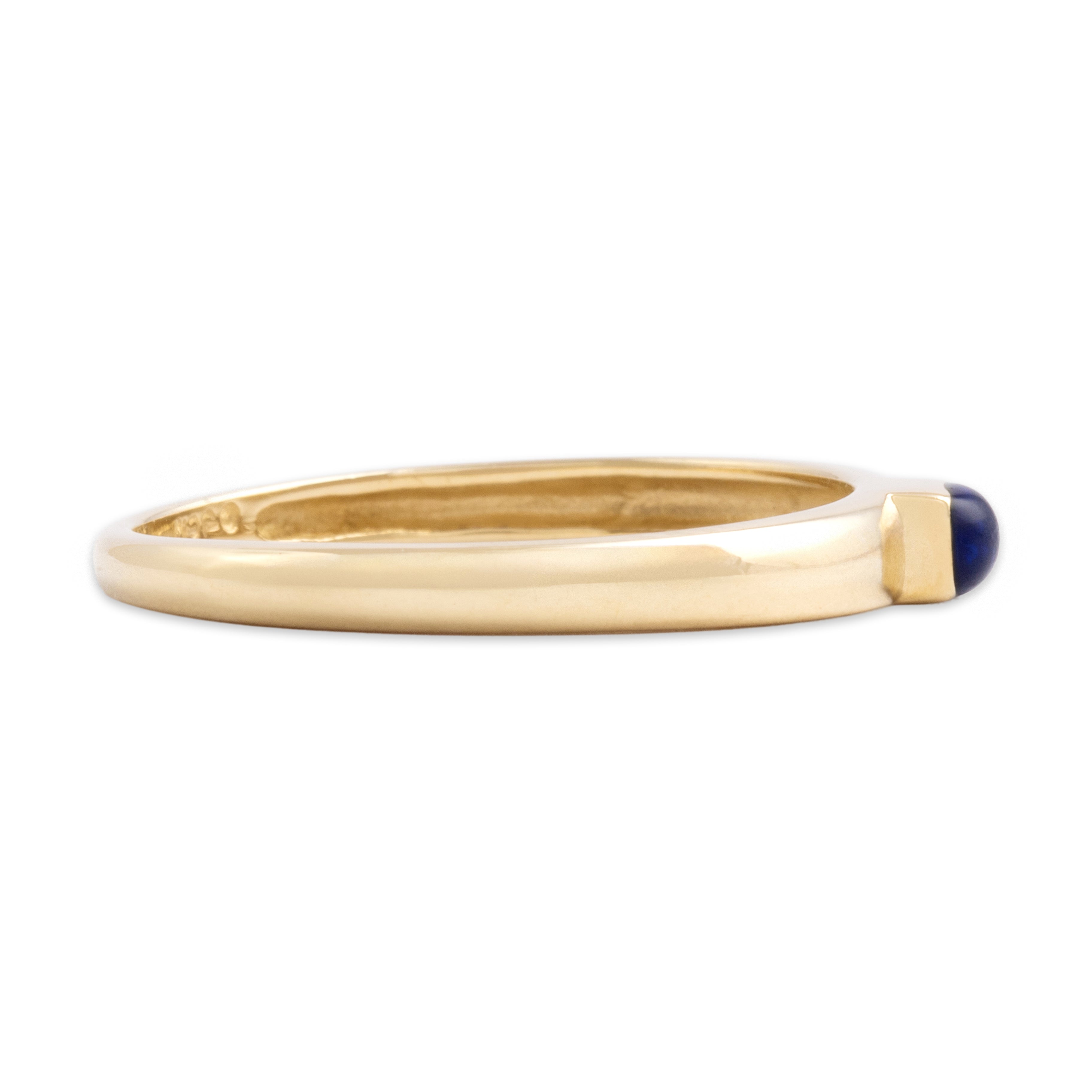 Vintage 14k Yellow Gold Simple Blue Enamel Ring - Side view