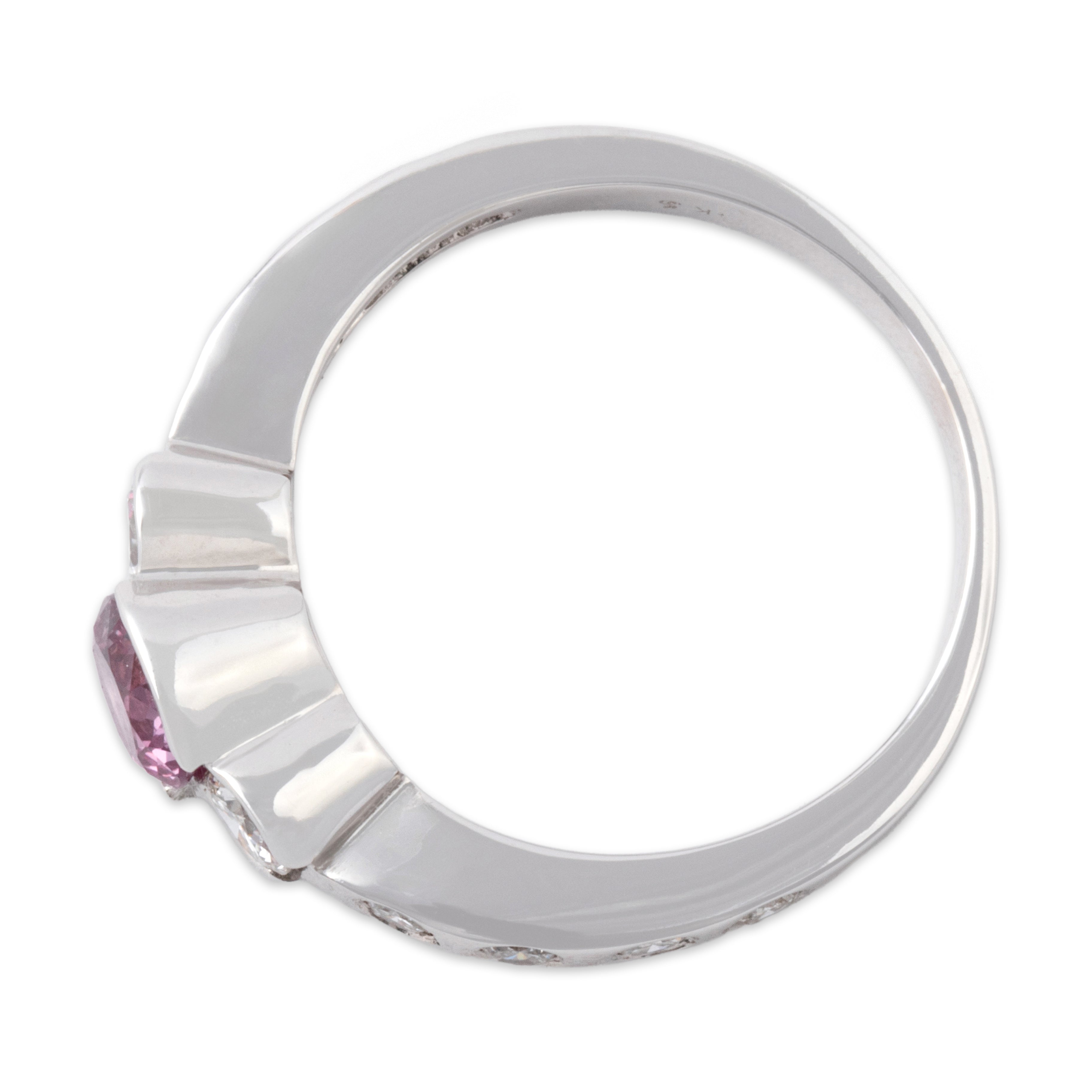Estate 14k White Gold .76ct Pink Sapphire .66cttw Diamond Stunning Trio Ring 8.00
