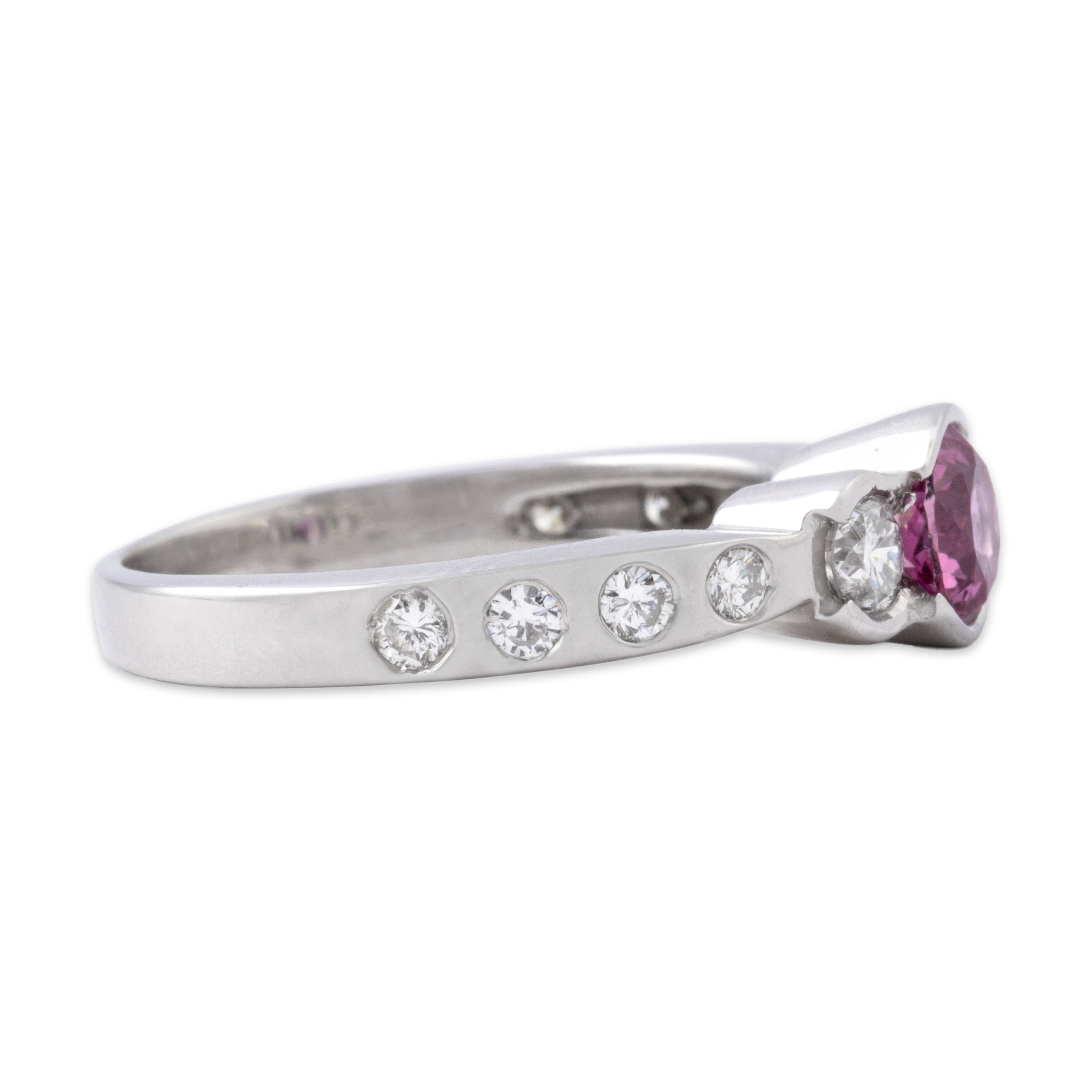 Estate 14k White Gold .76ct Pink Sapphire .66cttw Diamond Stunning Trio Ring 8.00