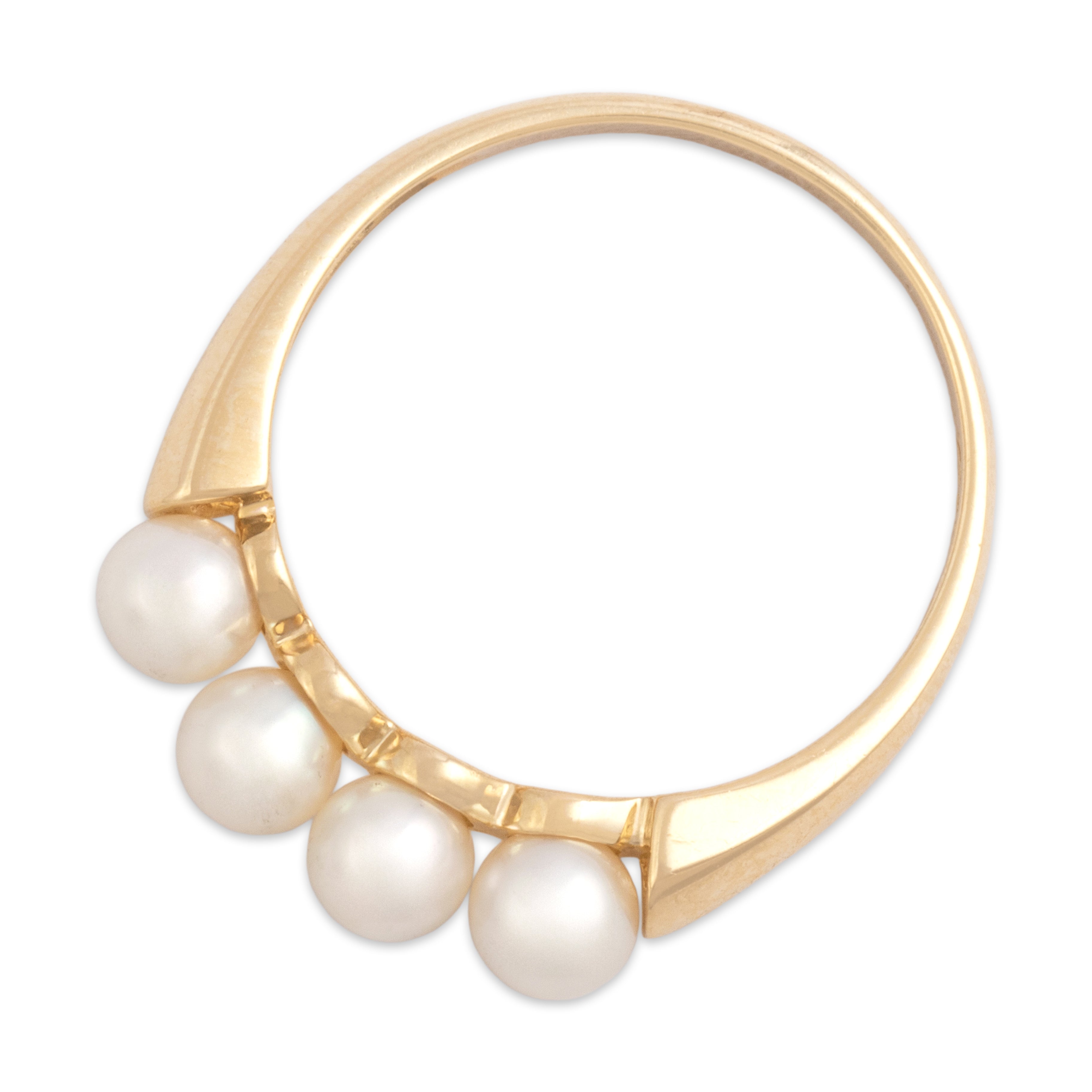 Vintage 14k Yellow Gold Pearl Elegant Luminous Line Ring - Overall view