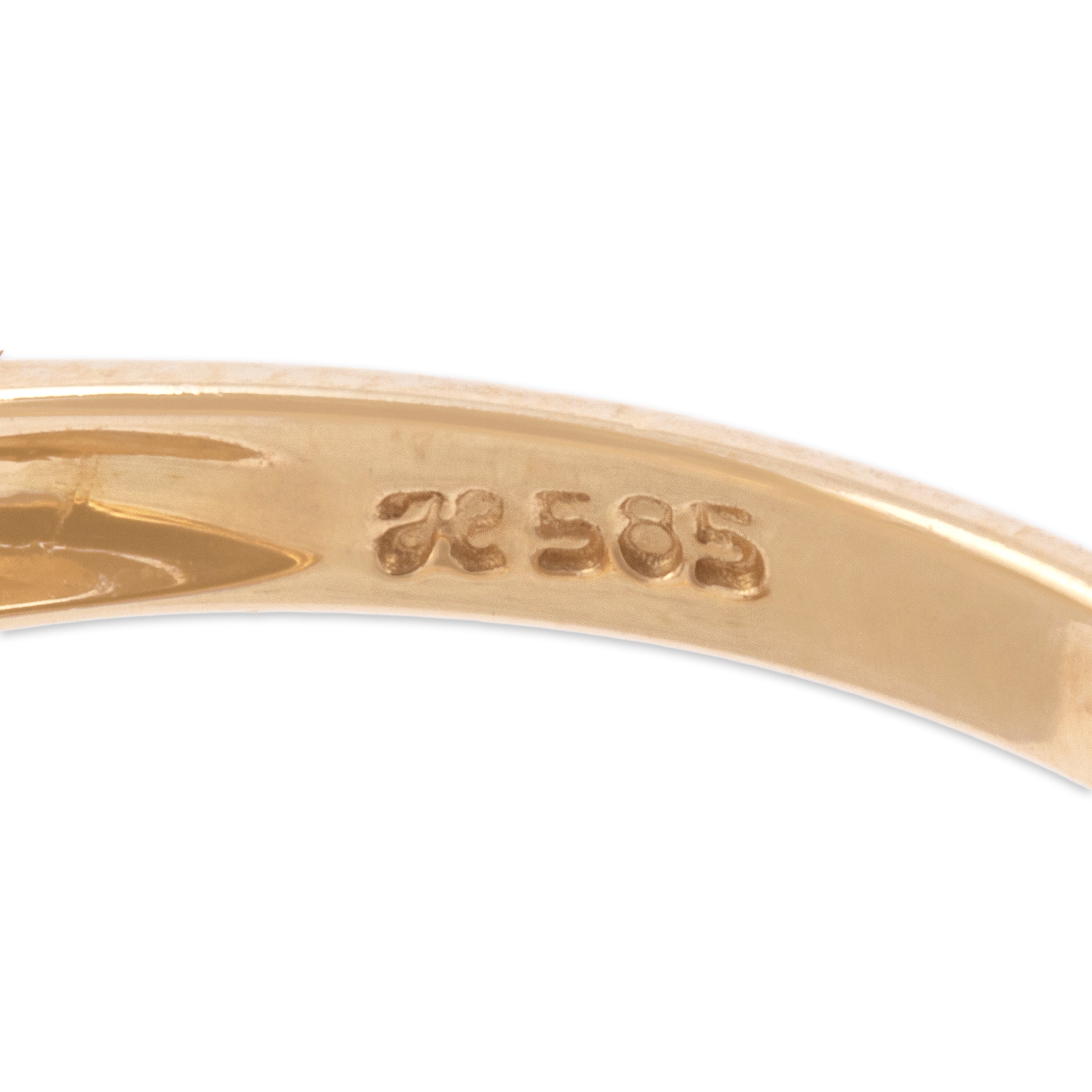 Vintage 14k Yellow Gold Pearl Elegant Luminous Line Ring - Hallmark view