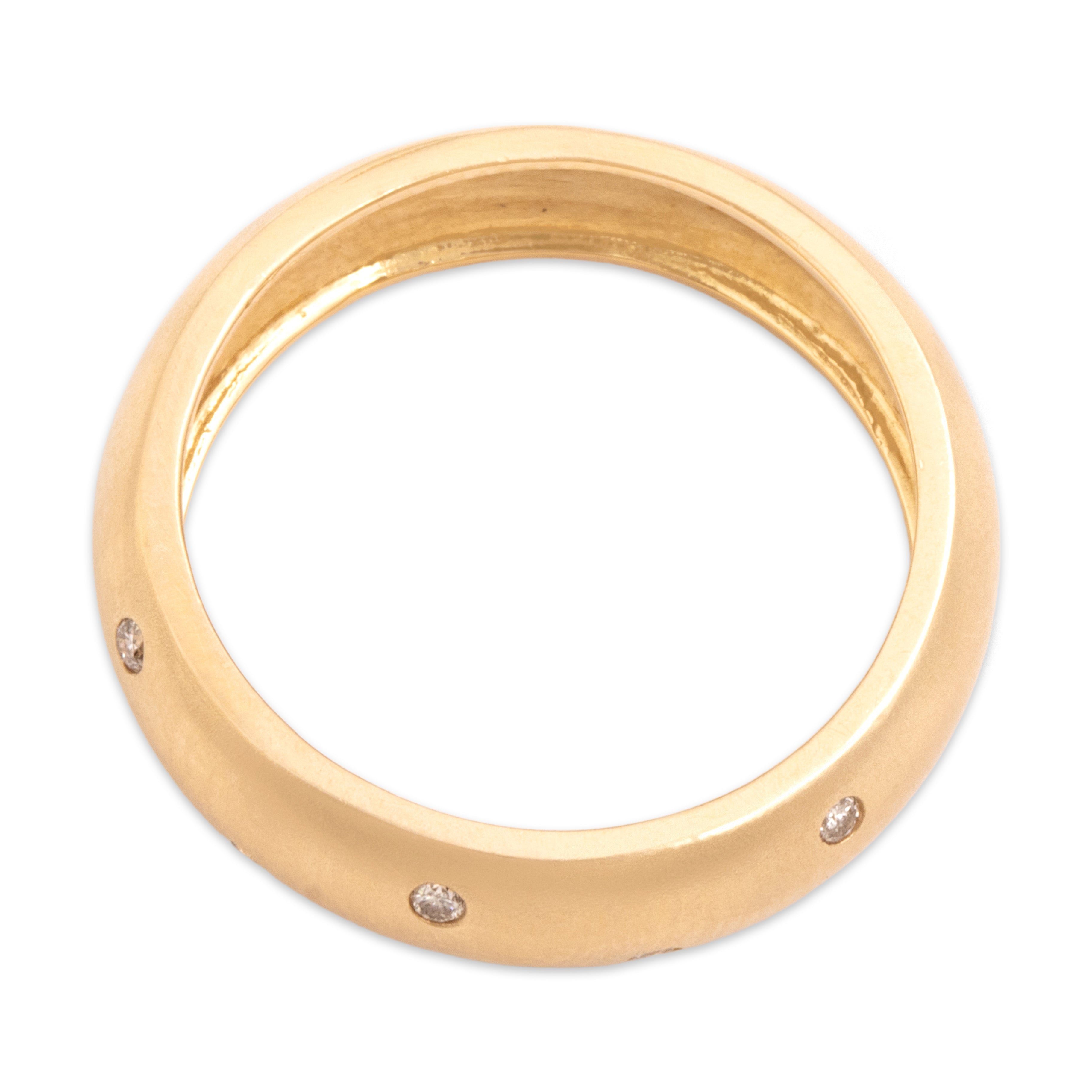 Vintage 14k Yellow Gold Diamond Brushed Rounded Inset Band Ring - Overall view