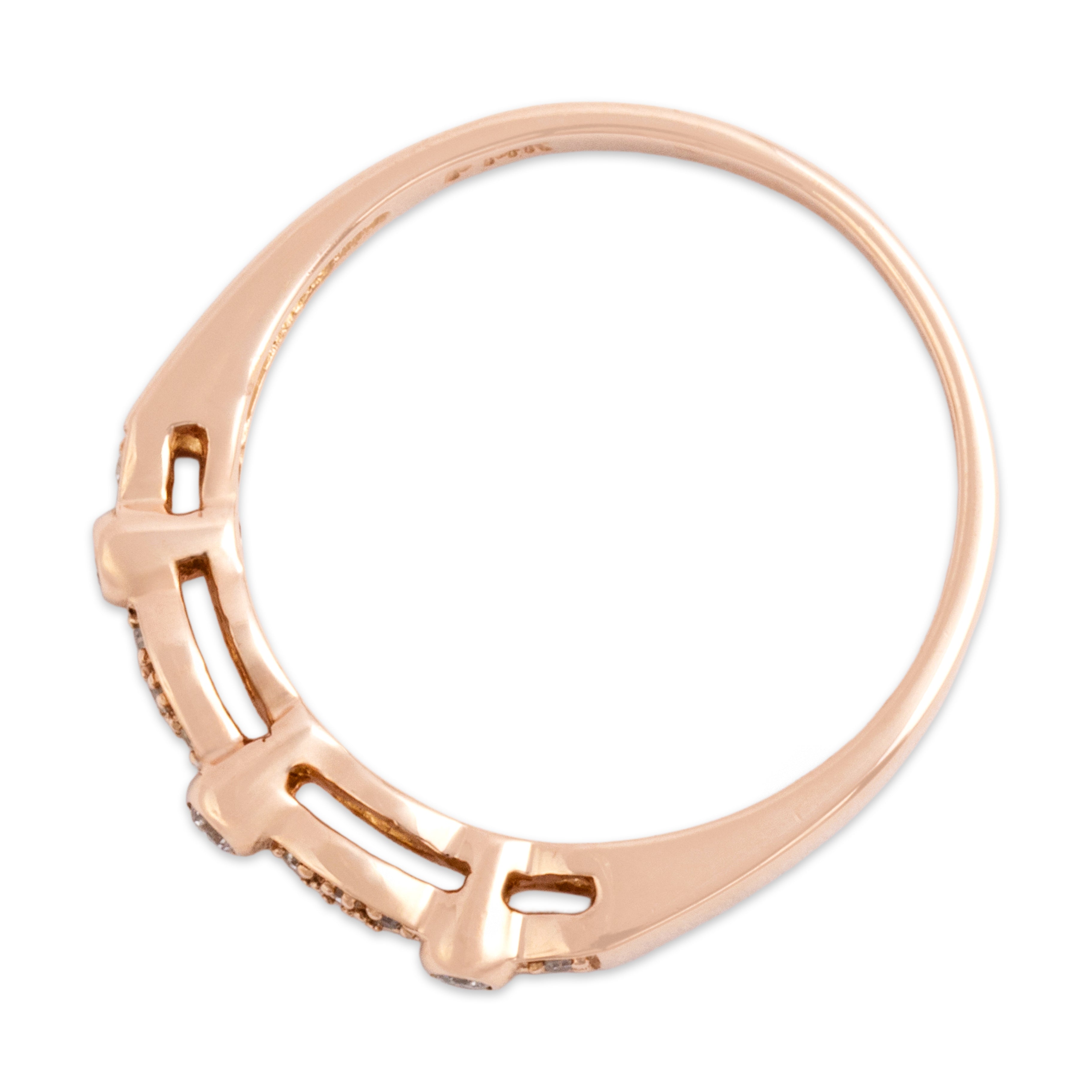 Estate 14k Rose Gold Diamond Lovely Bezel Mixed-Shape Band Ring - Overall view