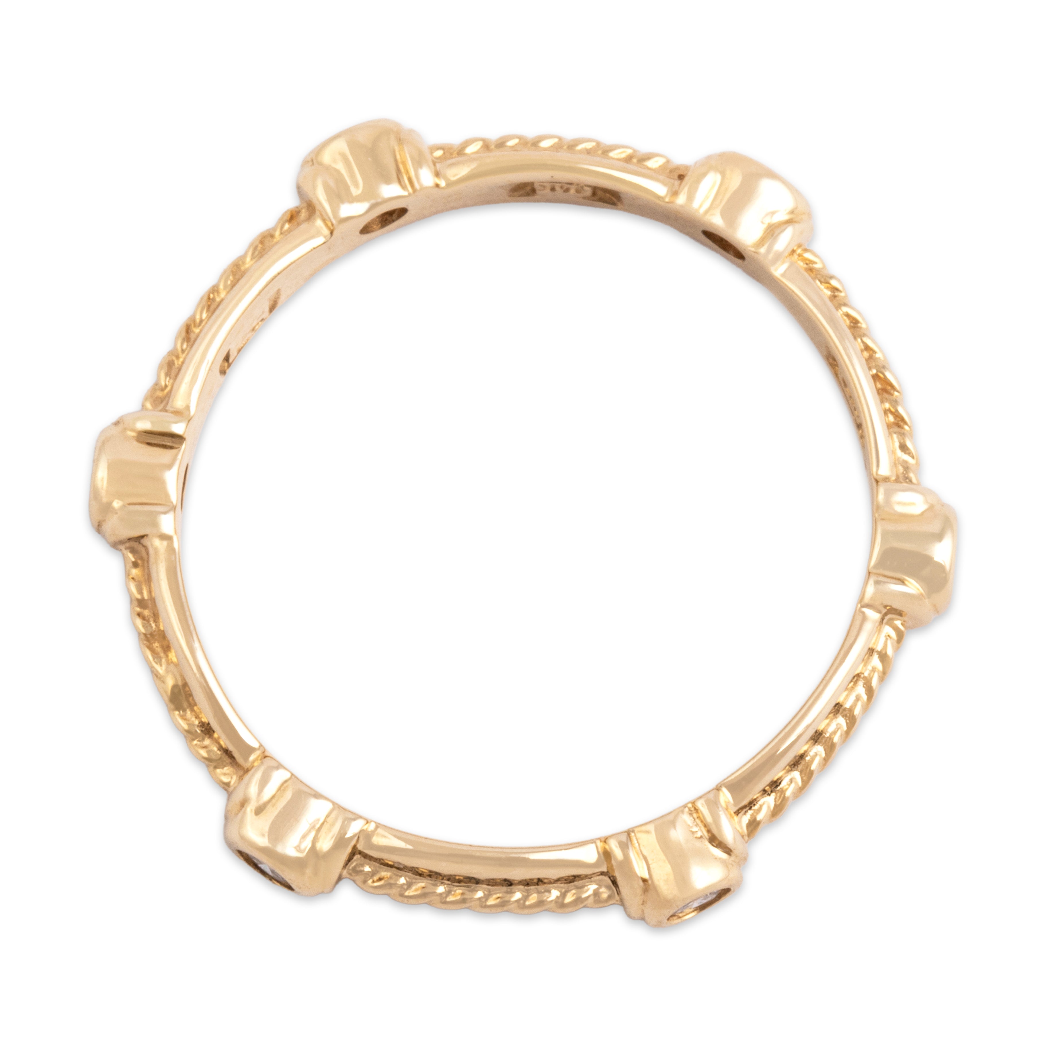 Estate 14k Yellow Gold Diamond Bezel Station Eternity Band Ring - Overall view