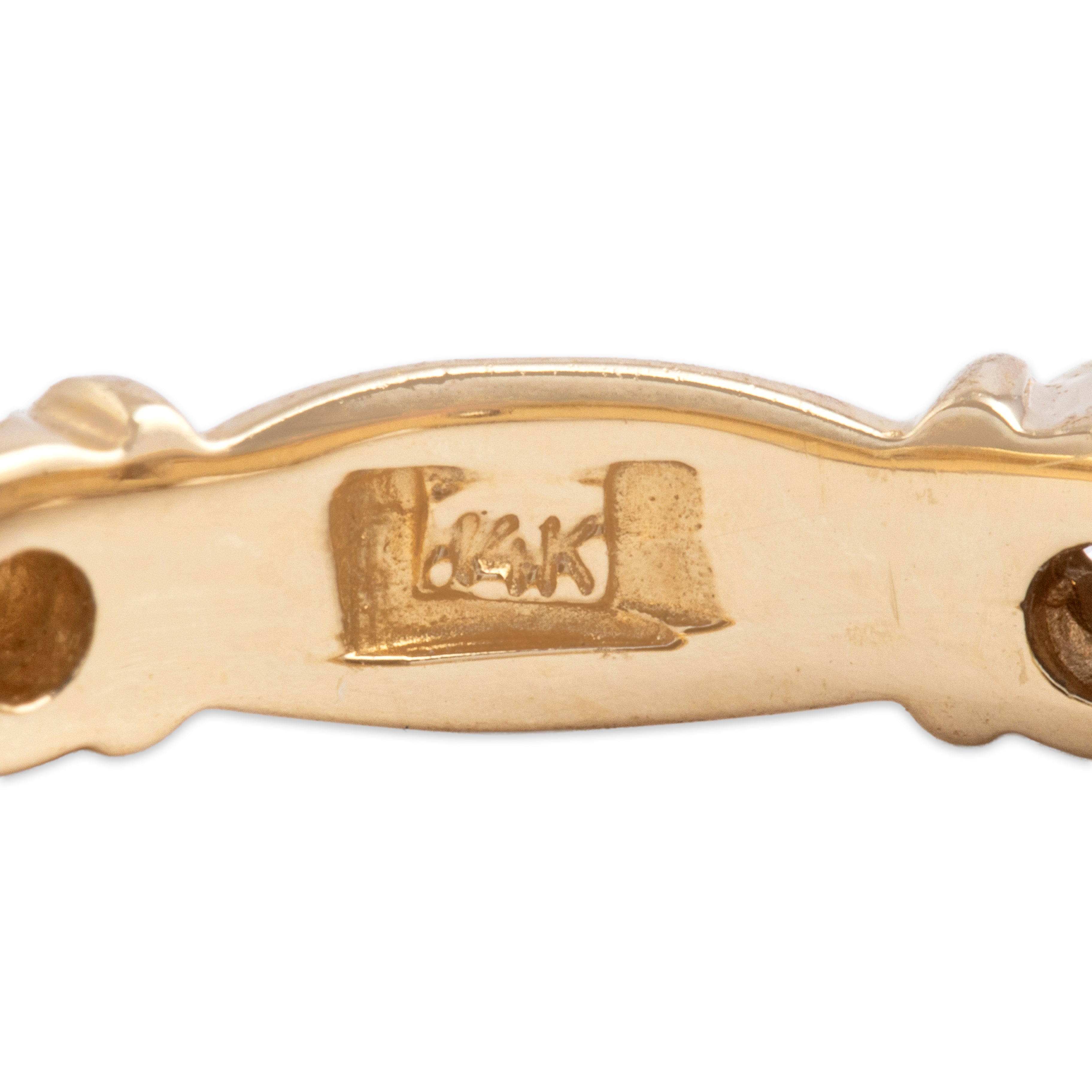 Estate 14k Yellow Gold Diamond Bezel Station Eternity Band Ring - Hallmark view