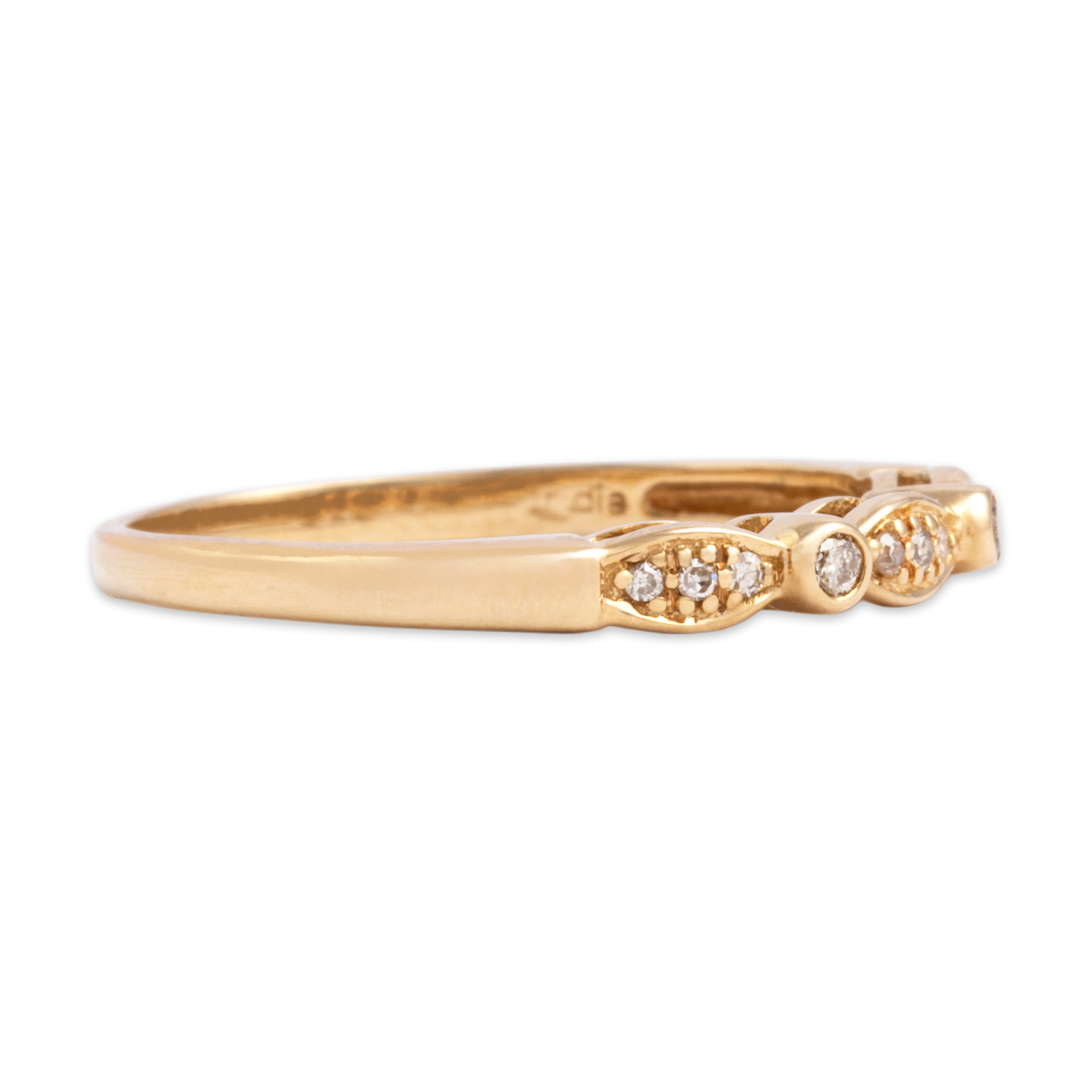 Vintage 14k Yellow Gold Diamond Playful Mixed-Shape Band Ring - Side view