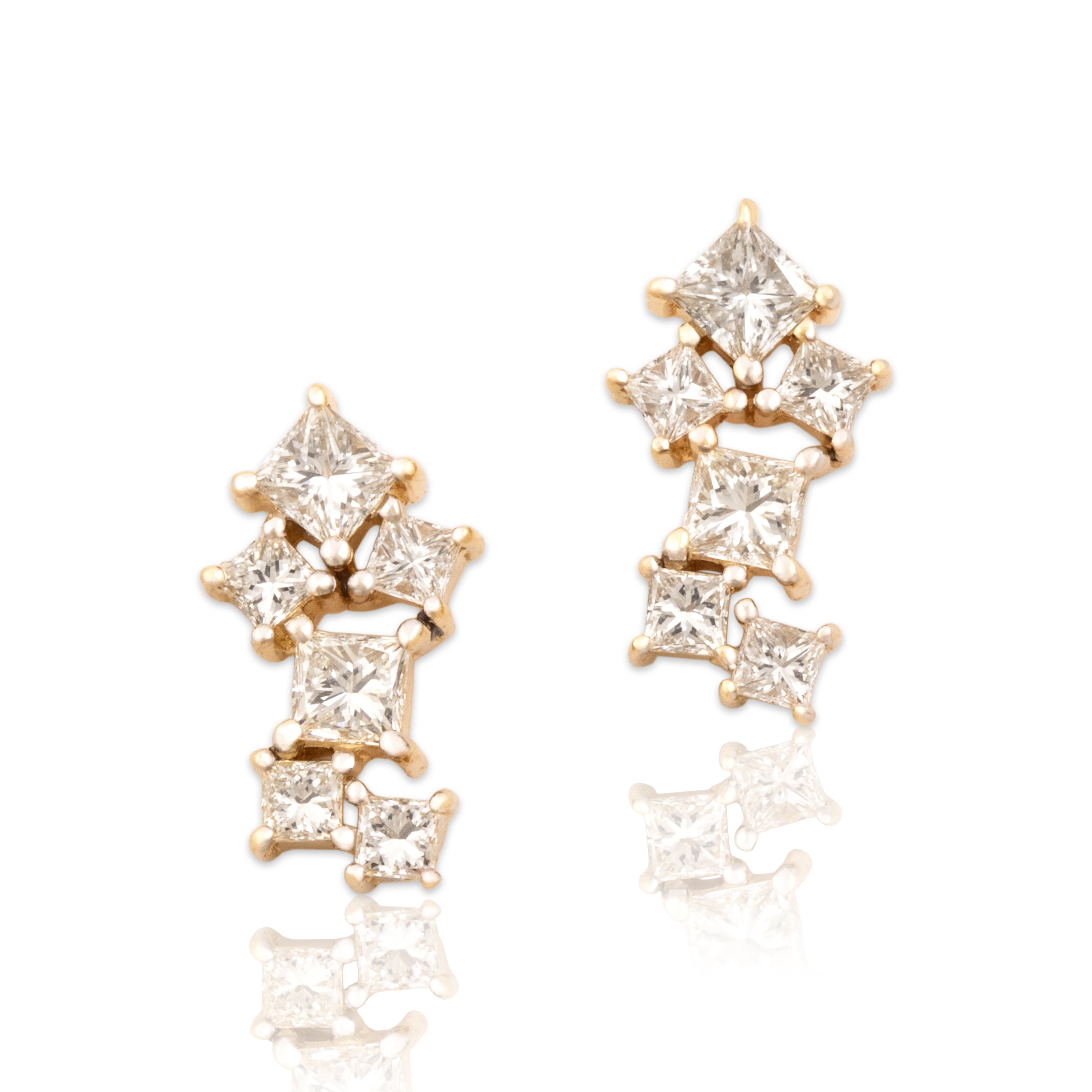 Estate 14k Yellow Gold .56cttw Diamond Glittering Cluster Stud Earrings