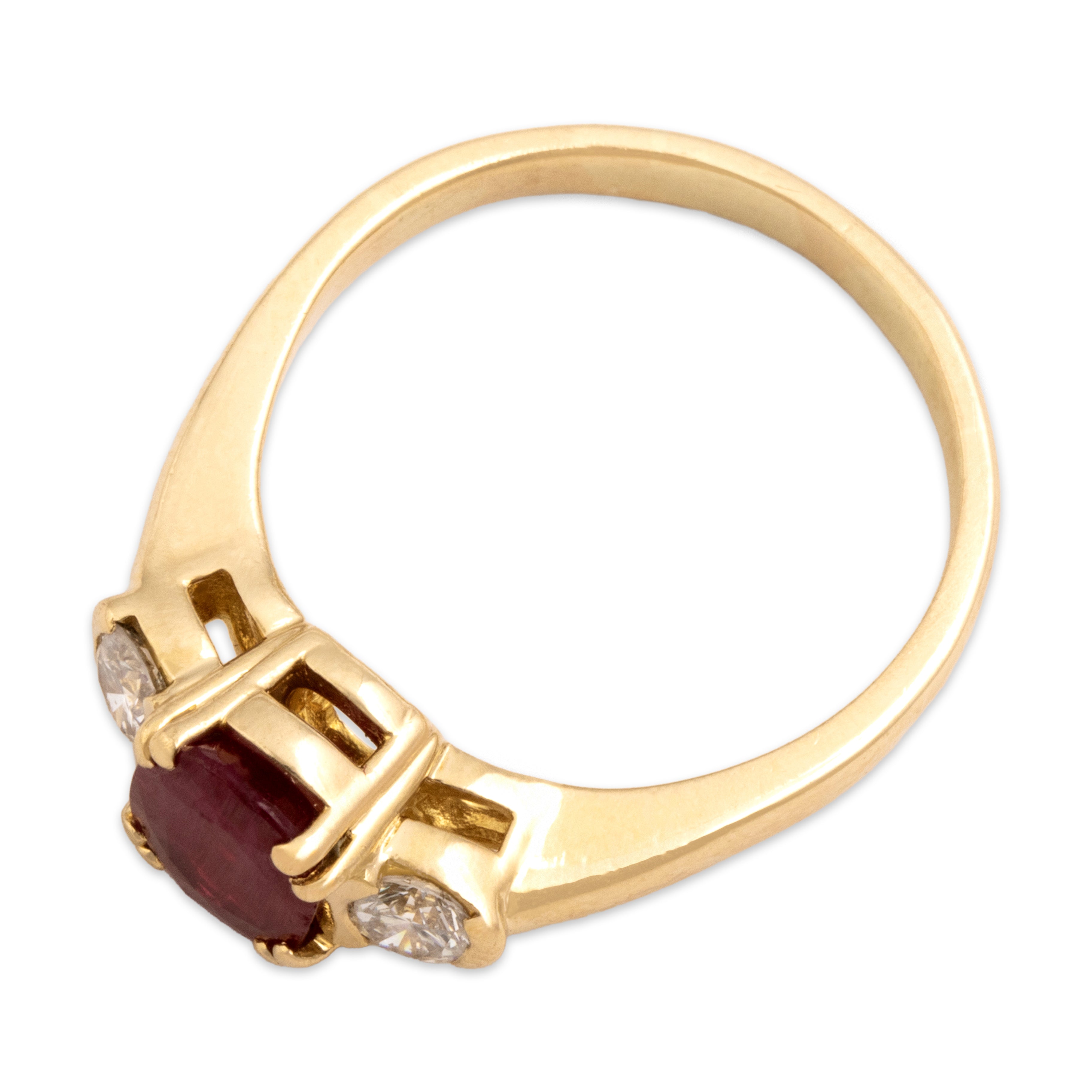 Vintage 14k Yellow Gold 1.96ct Ruby .51cttw Diamond Glittering Trio Ring - Overall view