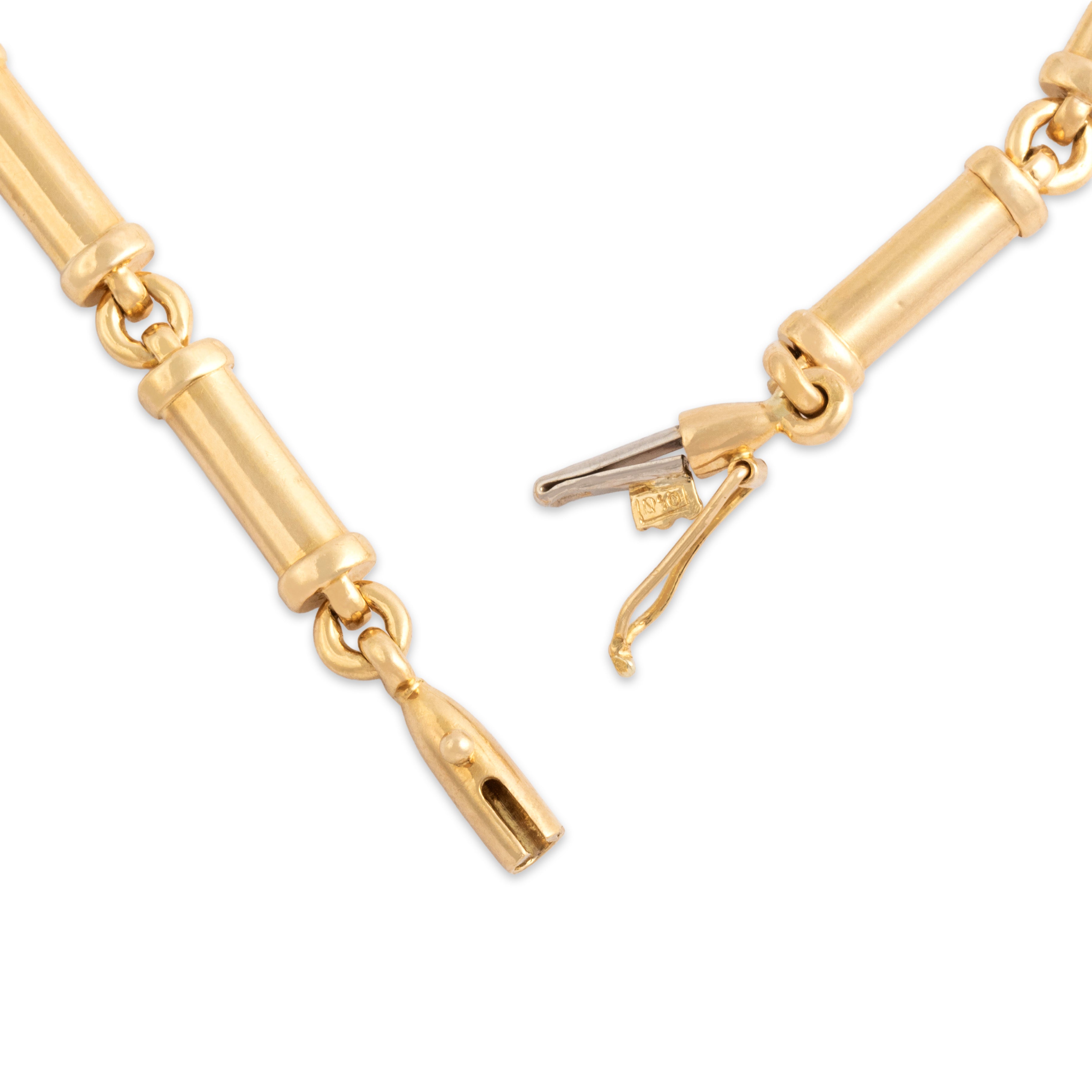 Vintage 18k Yellow & White Gold .53cttw Diamond Sparkling Statement Bar Link Necklace - clasp view