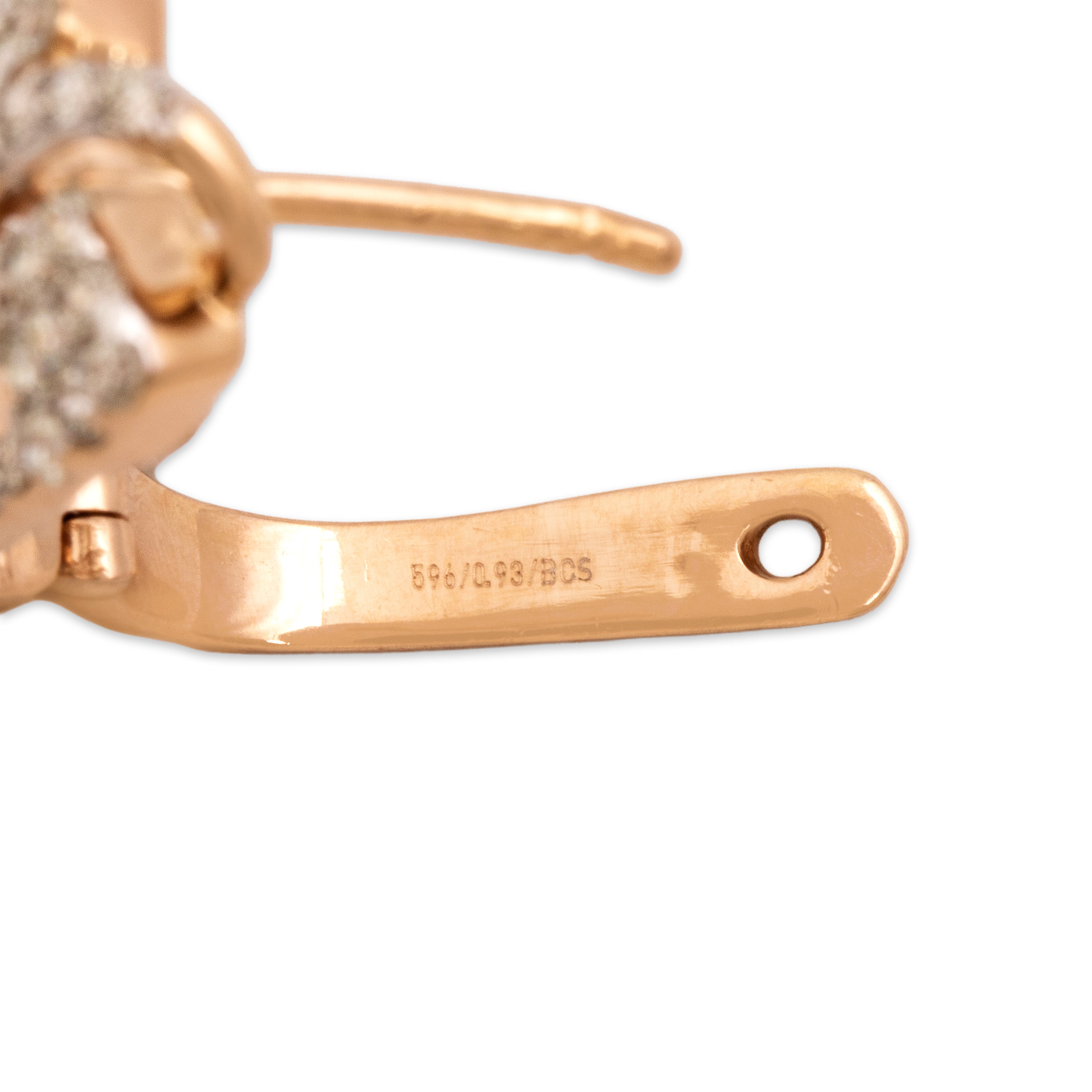 Estate 18k Rose Gold [Custom Carat] Dazzling Artistic Flowing Hoop Earrings - Hallmark view