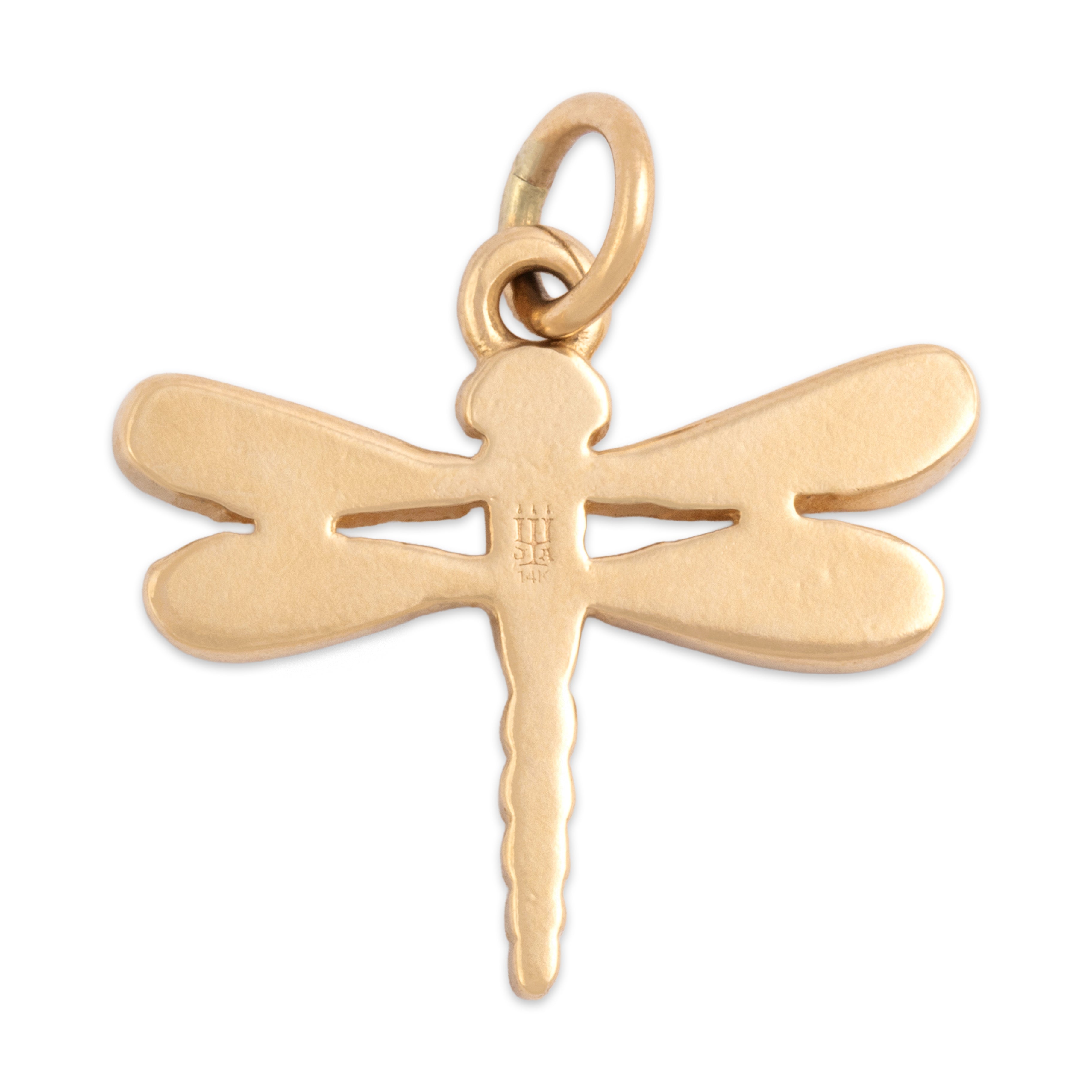 Vintage 14k Yellow Gold Whimsical Dragonfly Charm / Pendant - Back view