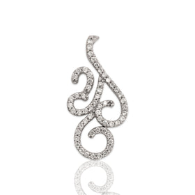 Vintage 14k White Gold Diamond Sparkling Artistic Flourish Slide Pendant