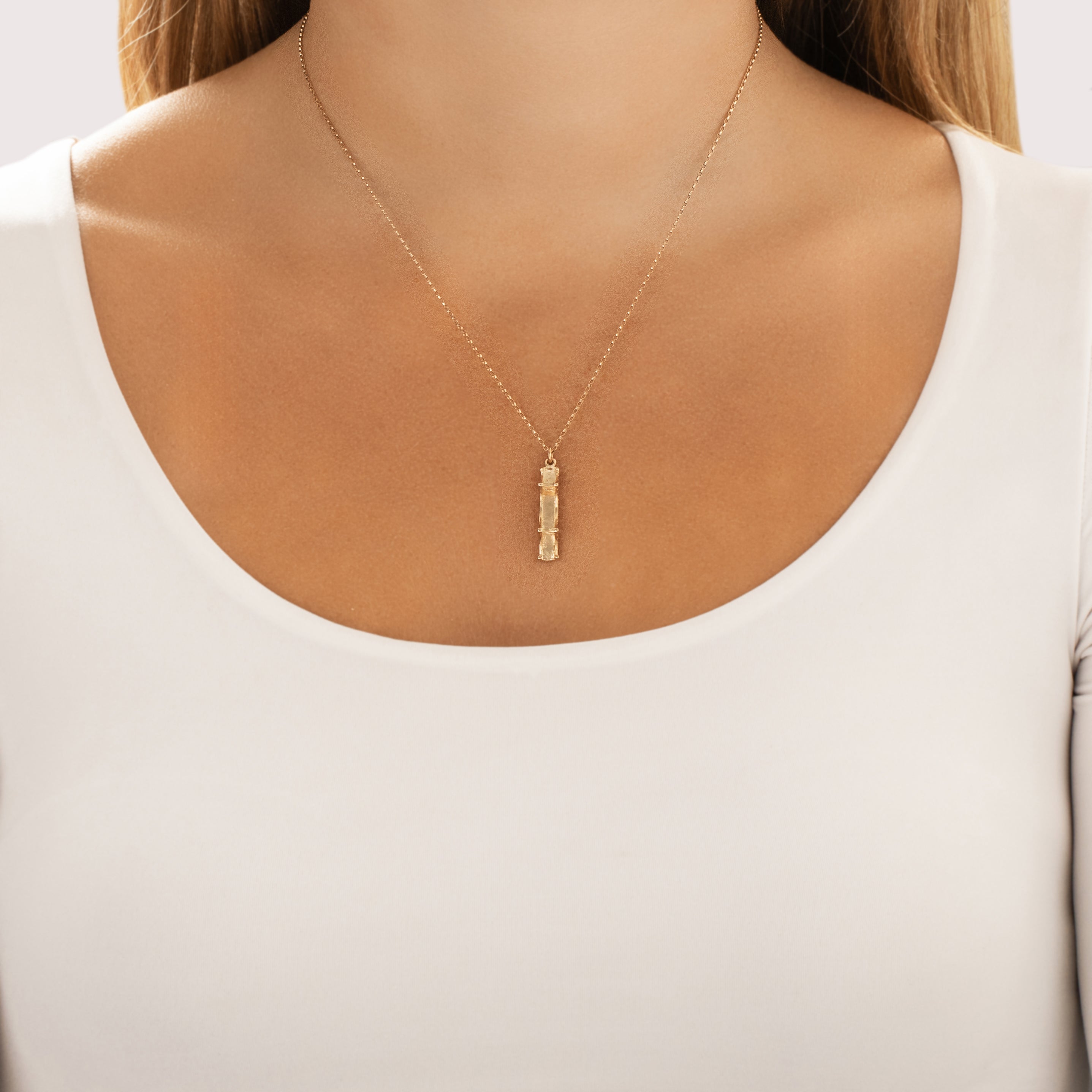Vintage 14k Yellow Gold Dimensional Golden Gate Bridge Charm / Pendant - On model view
