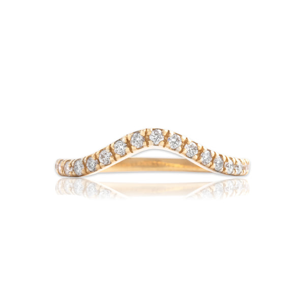 Vintage 14k Yellow Gold Diamond Sparkling Stacking Wave Band Ring 7.25