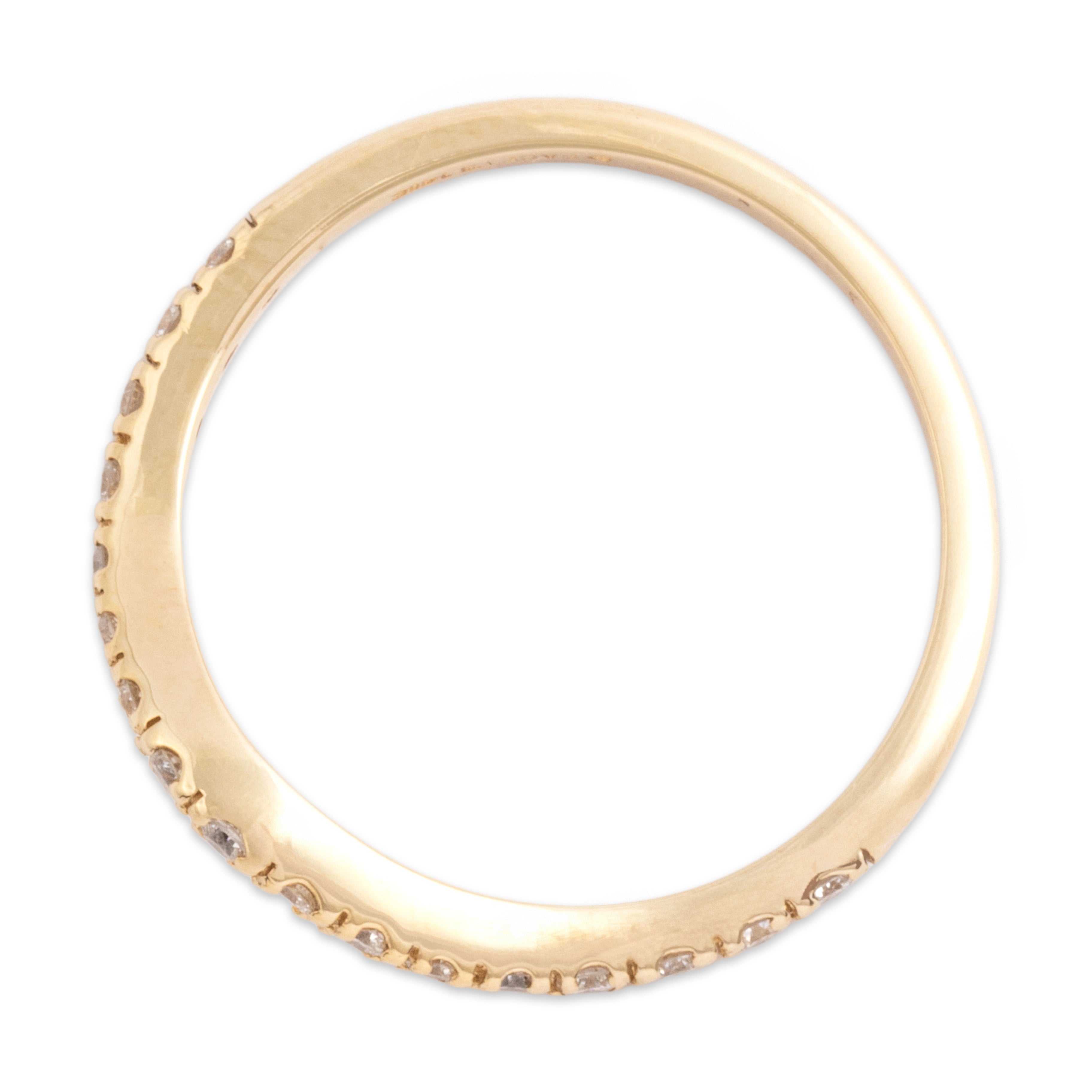 Vintage 14k Yellow Gold Diamond Sparkling Stacking Wave Band Ring - detail view #1