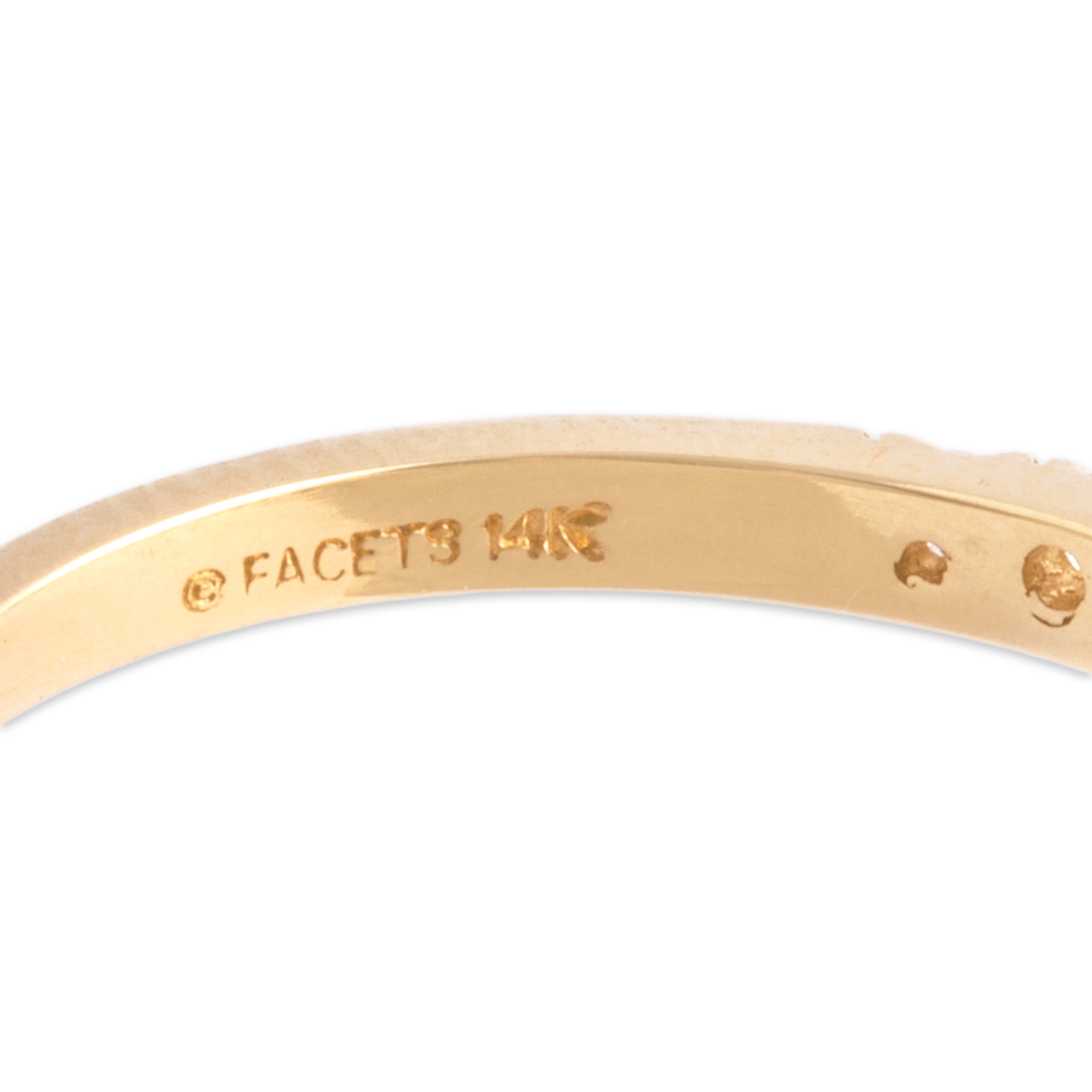 Vintage 14k Yellow Gold Diamond Sparkling Stacking Wave Band Ring - Hallmark view