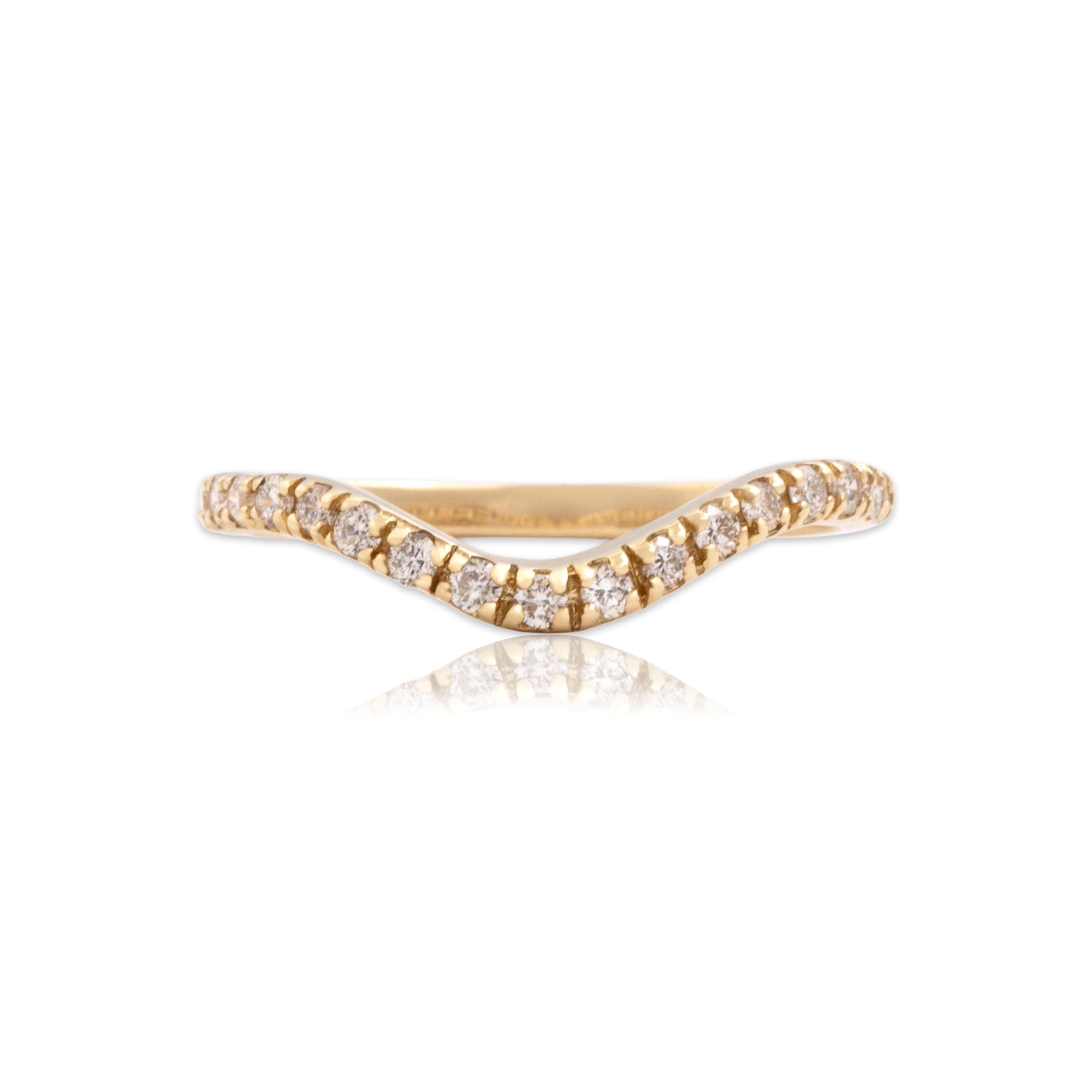 Estate 14k Yellow Gold Diamond Sparkling Curved Dip Band Ring 7.00