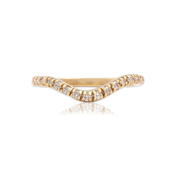 Estate 14k Yellow Gold Diamond Sparkling Curved Dip Band Ring 7.00