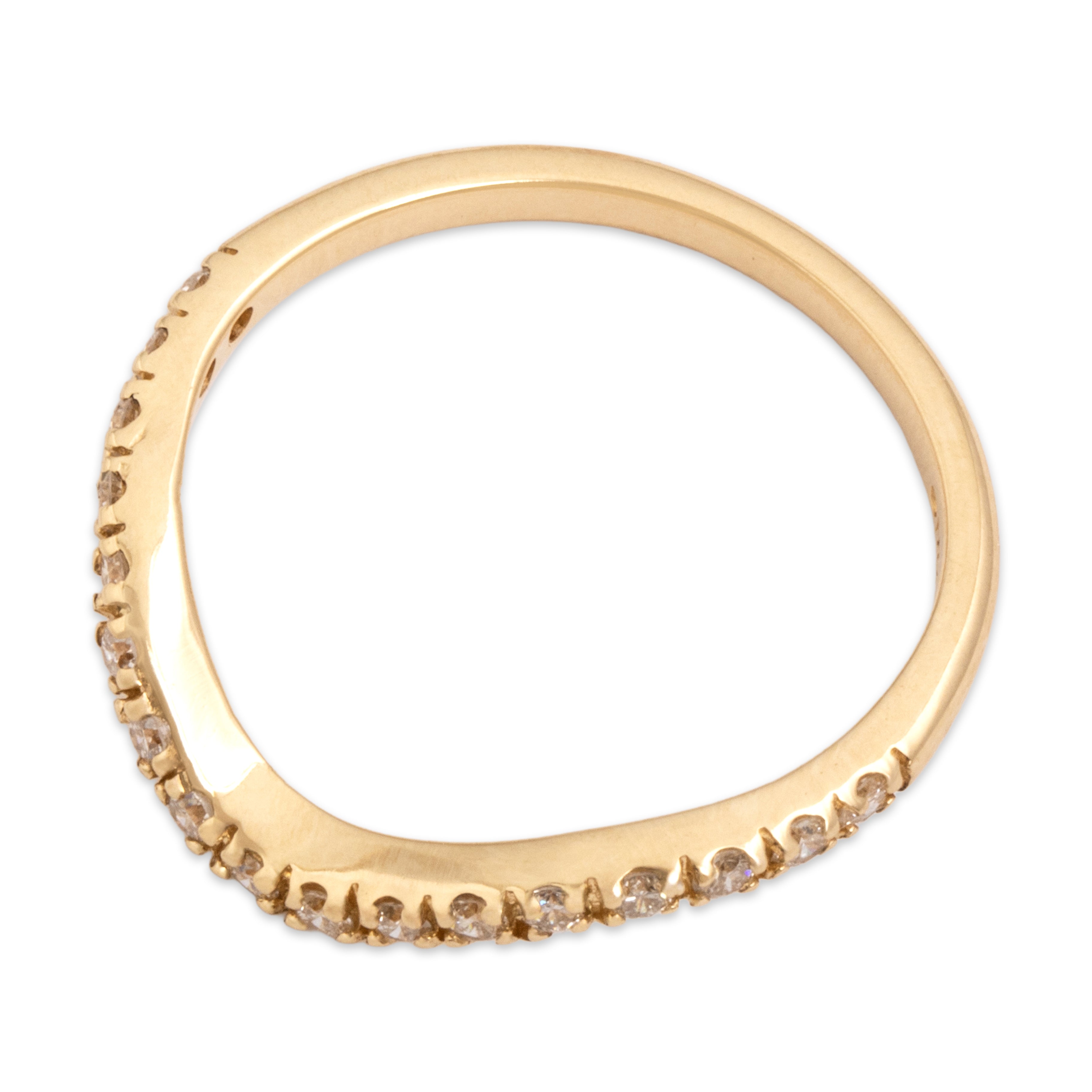 Estate 14k Yellow Gold Diamond Sparkling Curved Dip Band Ring 7.00
